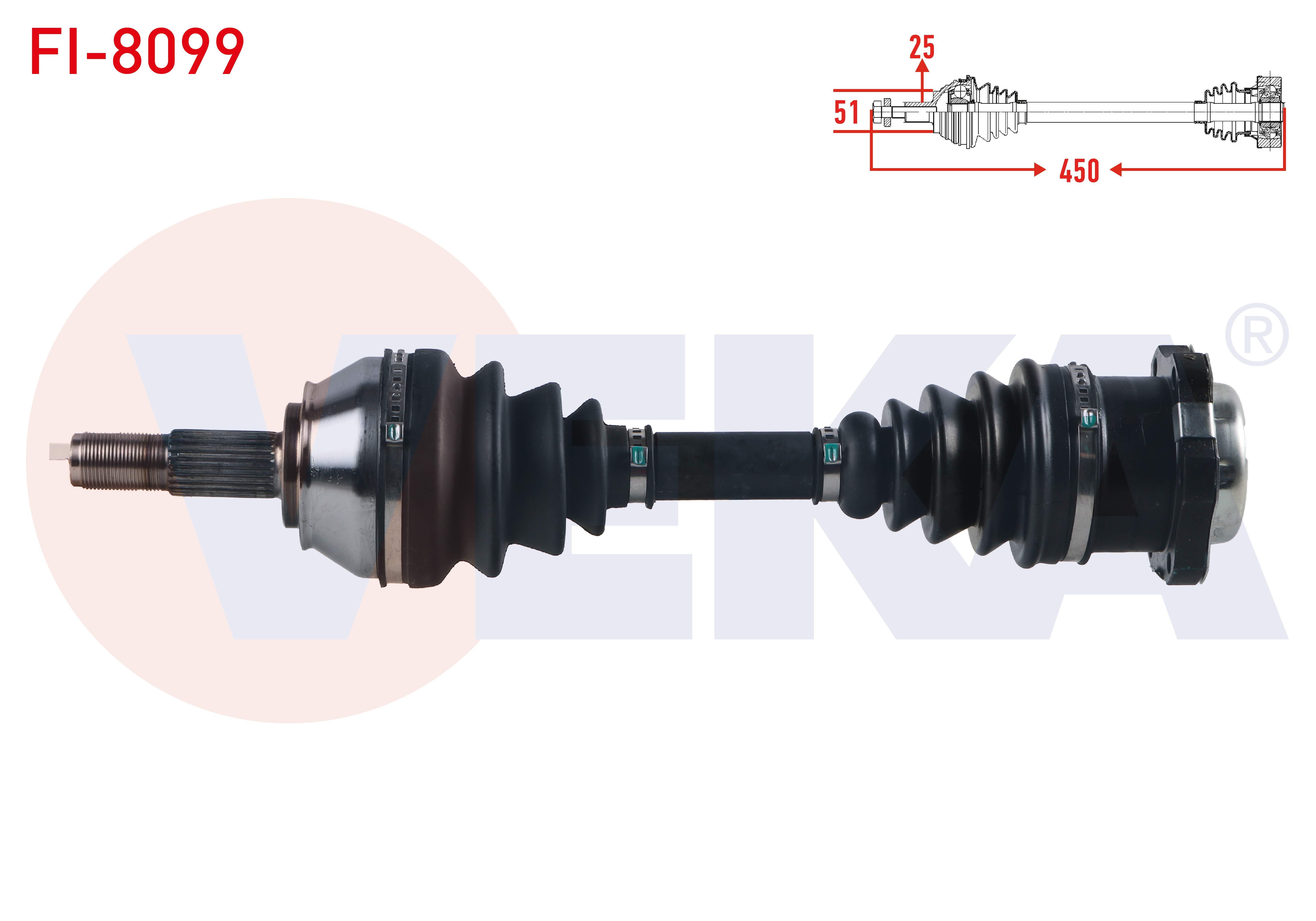 KOMPLE AKS SOL ON FIAT PUNTO 1.3 JTD - 1.9 JTD  5 VITES M-T UZUNLUK 450mm 1999-2009