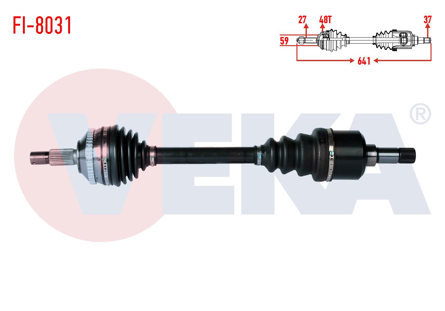 KOMPLE AKS SOL ON FIAT SCUDO (220P) 1.9 TD ABSLI 48 DIS UZUNLUK 641mm 1996-2006