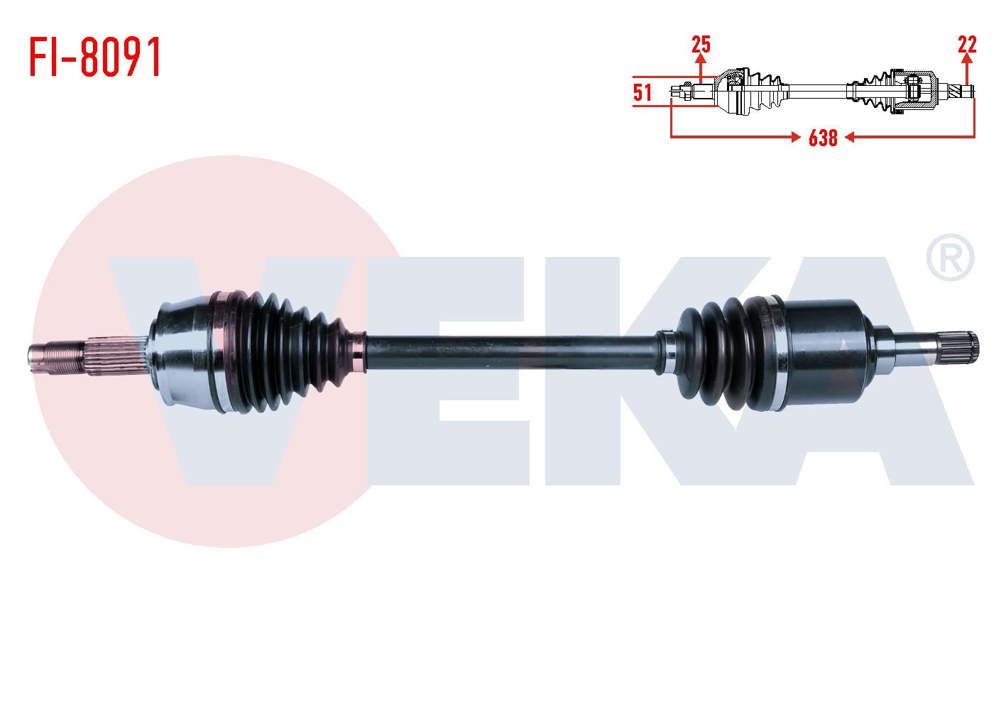 KOMPLE AKS SOL ON FIAT STILO (192) 1.6 16v M-T UZUNLUK 638mm 2001-2010