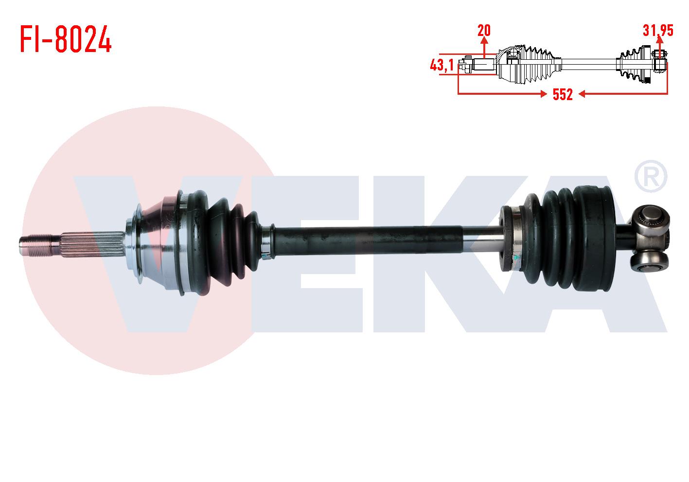 KOMPLE AKS SOL ON FIAT UNO 70 1.4i UZUNLUK 552 mm 1994-2000