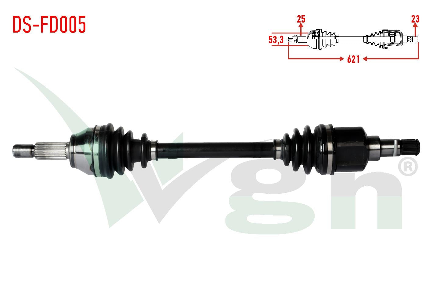 KOMPLE AKS SOL ON FORD FIESTA V 1.4 TDCI UZUNLUK 621mm 2001-2008 1799220 1822711 1840168 1514124 5S613B437AC 2S613B437AD RM2S613B437AB 1386146