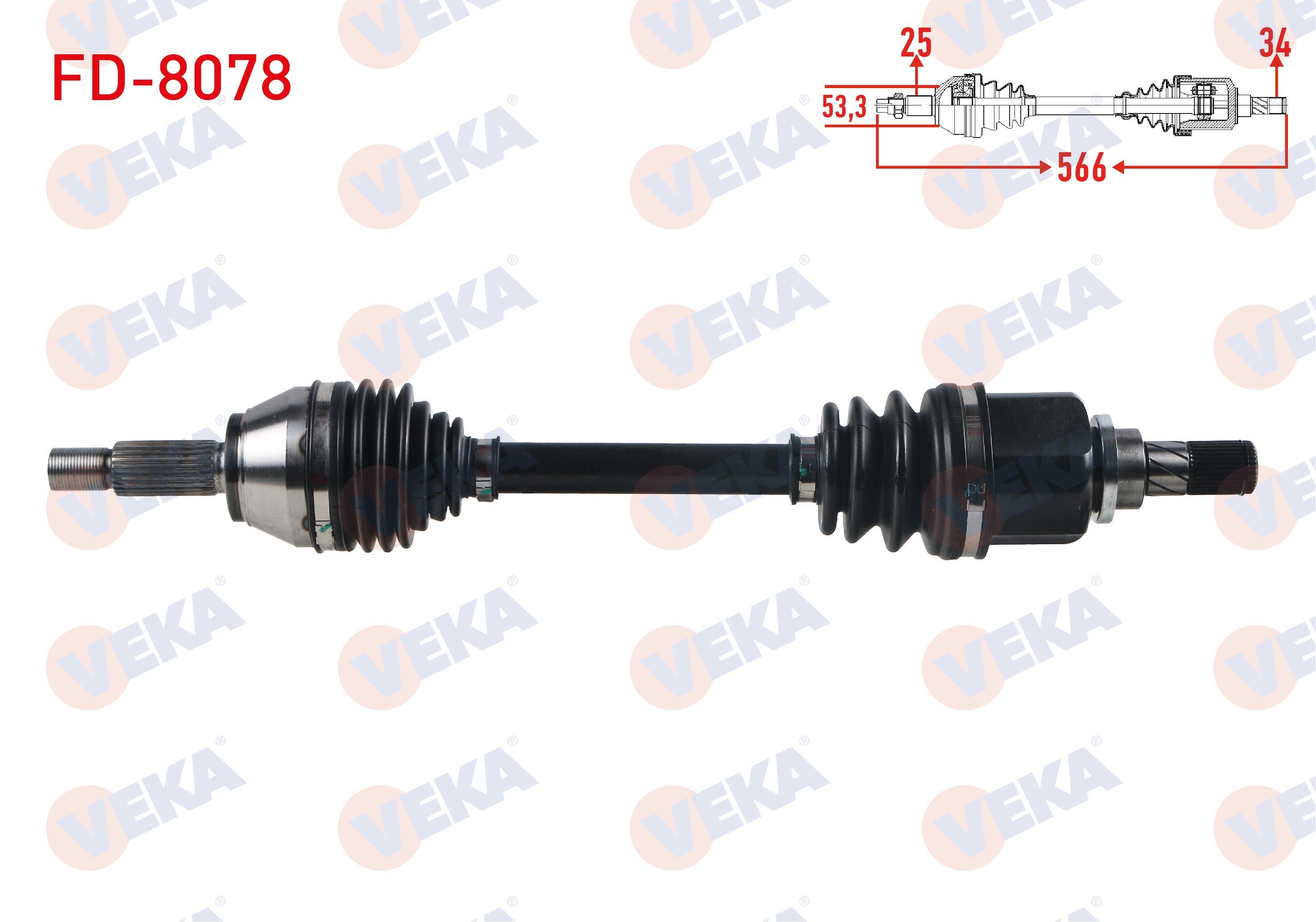 KOMPLE AKS SOL ON FORD FIESTA VI 1.0 - 1.6 Ti A-T 2012- / B-MAX 1.6i A-T UZUNLUK 566mm 2012-