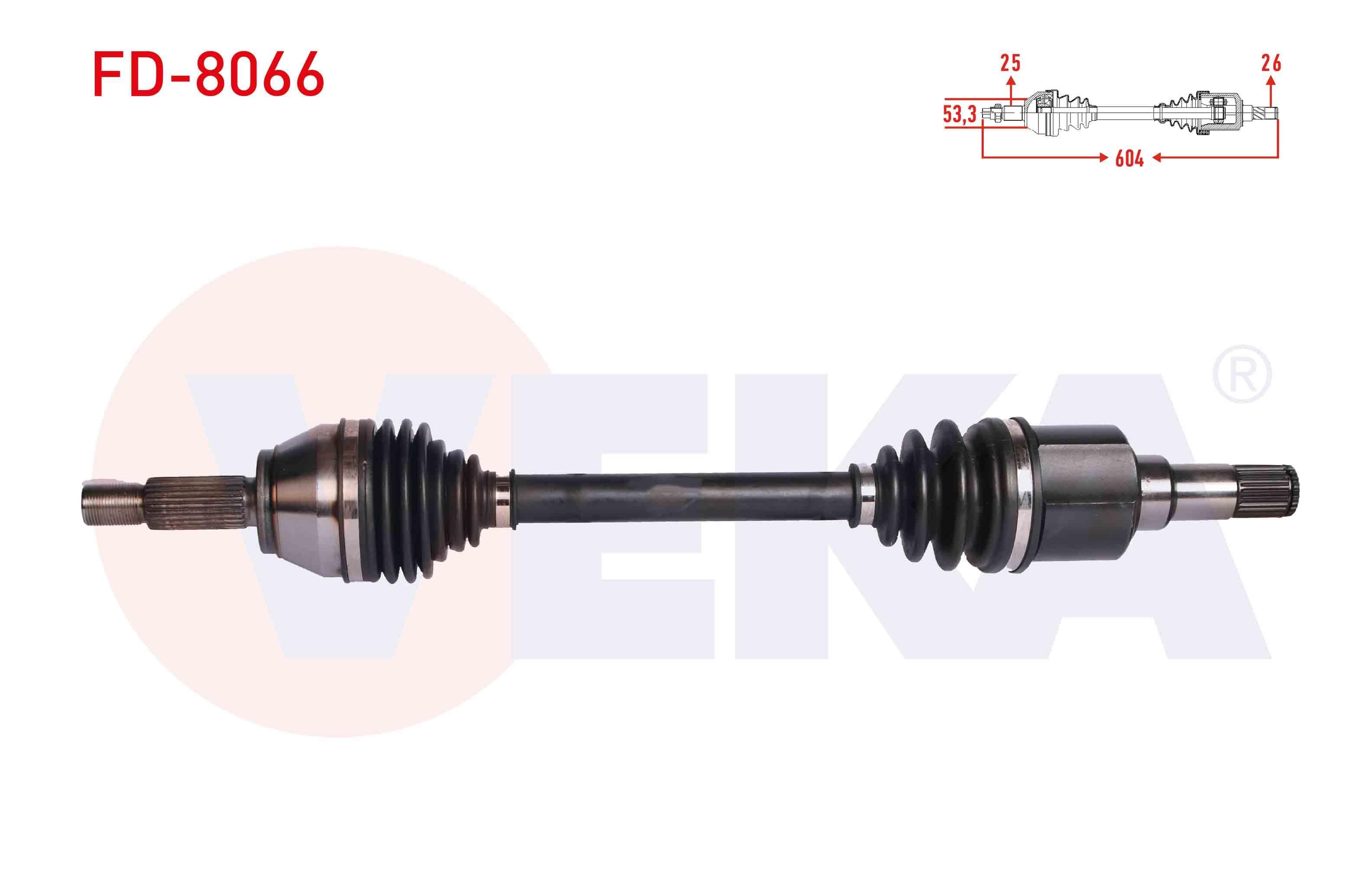 KOMPLE AKS SOL ON FORD FIESTA VI 1.4i A-T UZUNLUK 604 mm 2008-2012