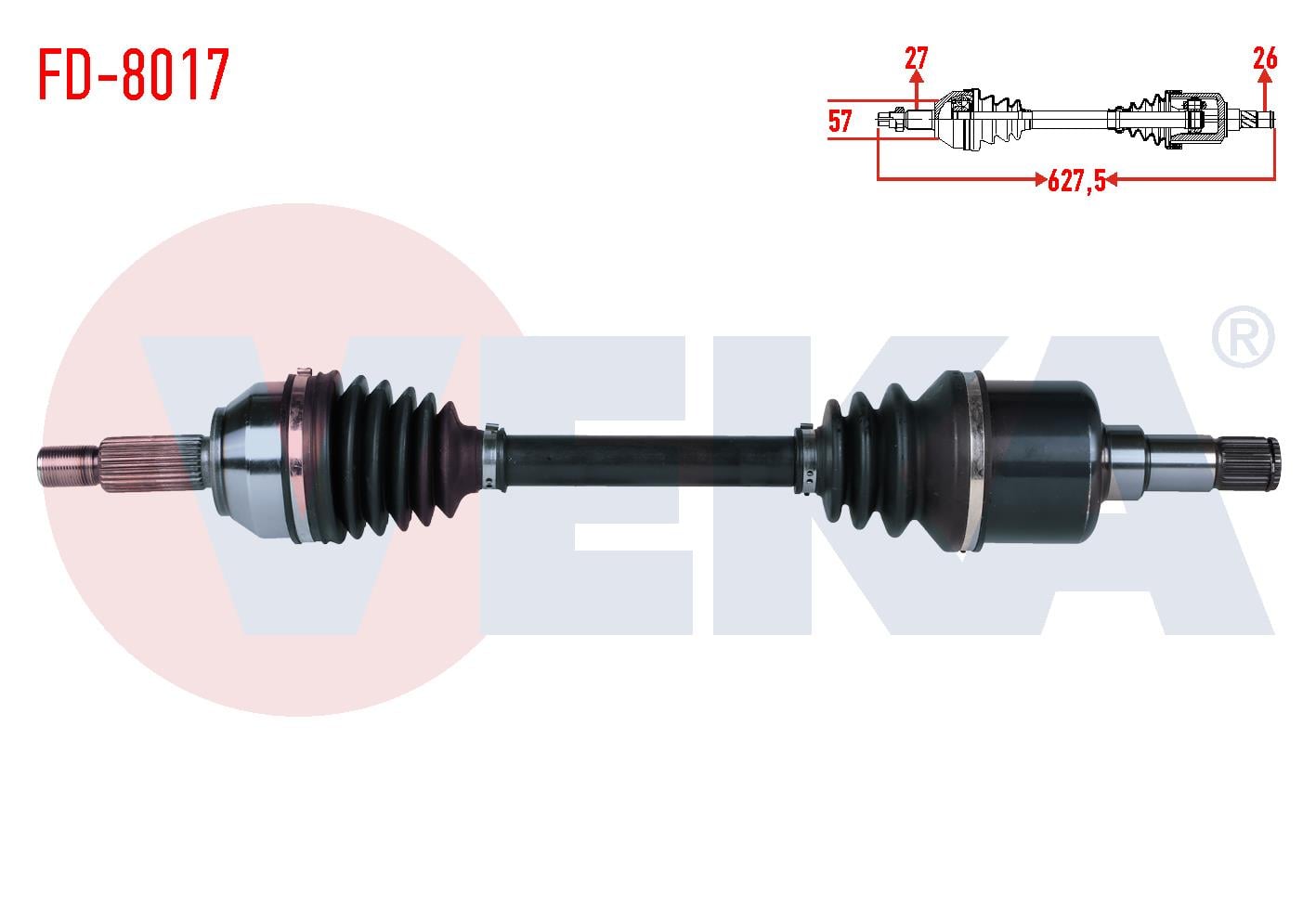 KOMPLE AKS SOL ON FORD MONDEO III 2.0i 16v  UZUNLUK 627,5mm 2000-2007