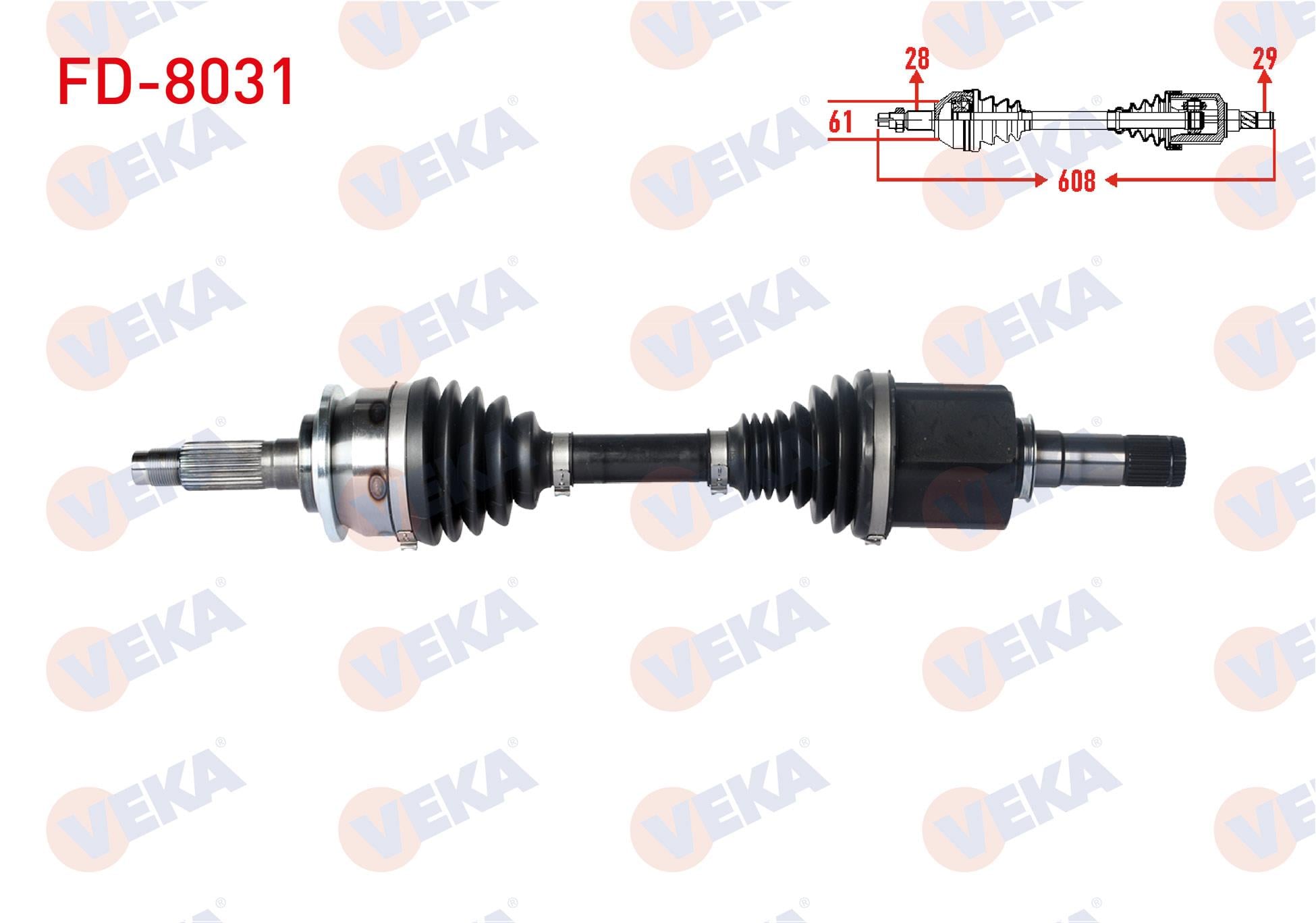 KOMPLE AKS SOL ON FORD RANGER (TKE) 2.2 TDCI  - 3.2 TDCI A-T/M-T UZUNLUK 608mm 2011-