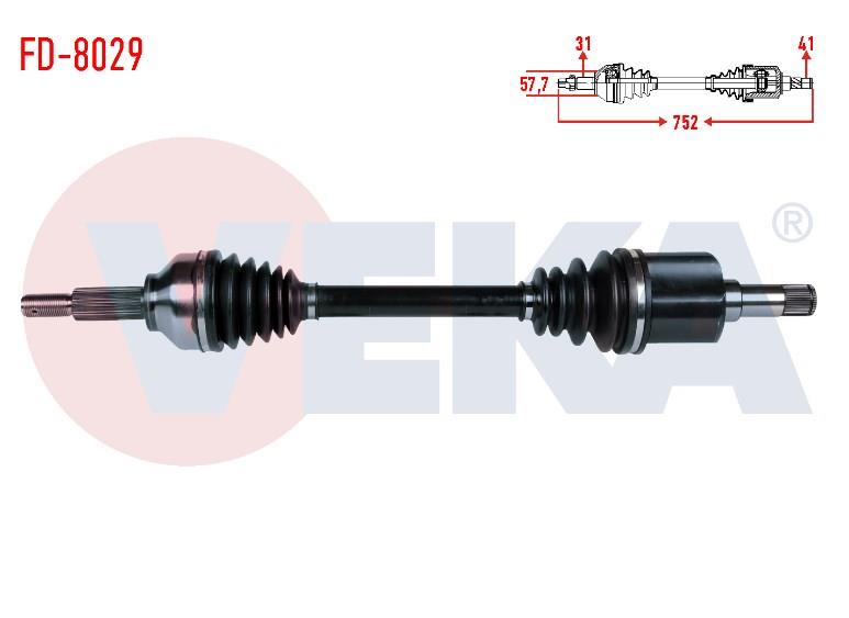 KOMPLE AKS SOL ON FORD TOURNEO CUSTOM (V362) 2.2 TDCI 155 HP UZUNLUK 752mm 2012- 1774279 BK21 3B437 AB