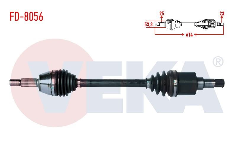KOMPLE AKS SOL ON FORD TRANSIT COURIER 1.5 TDCI M-T UZUNLUK 614mm 2014- ET763B437AB 1929644