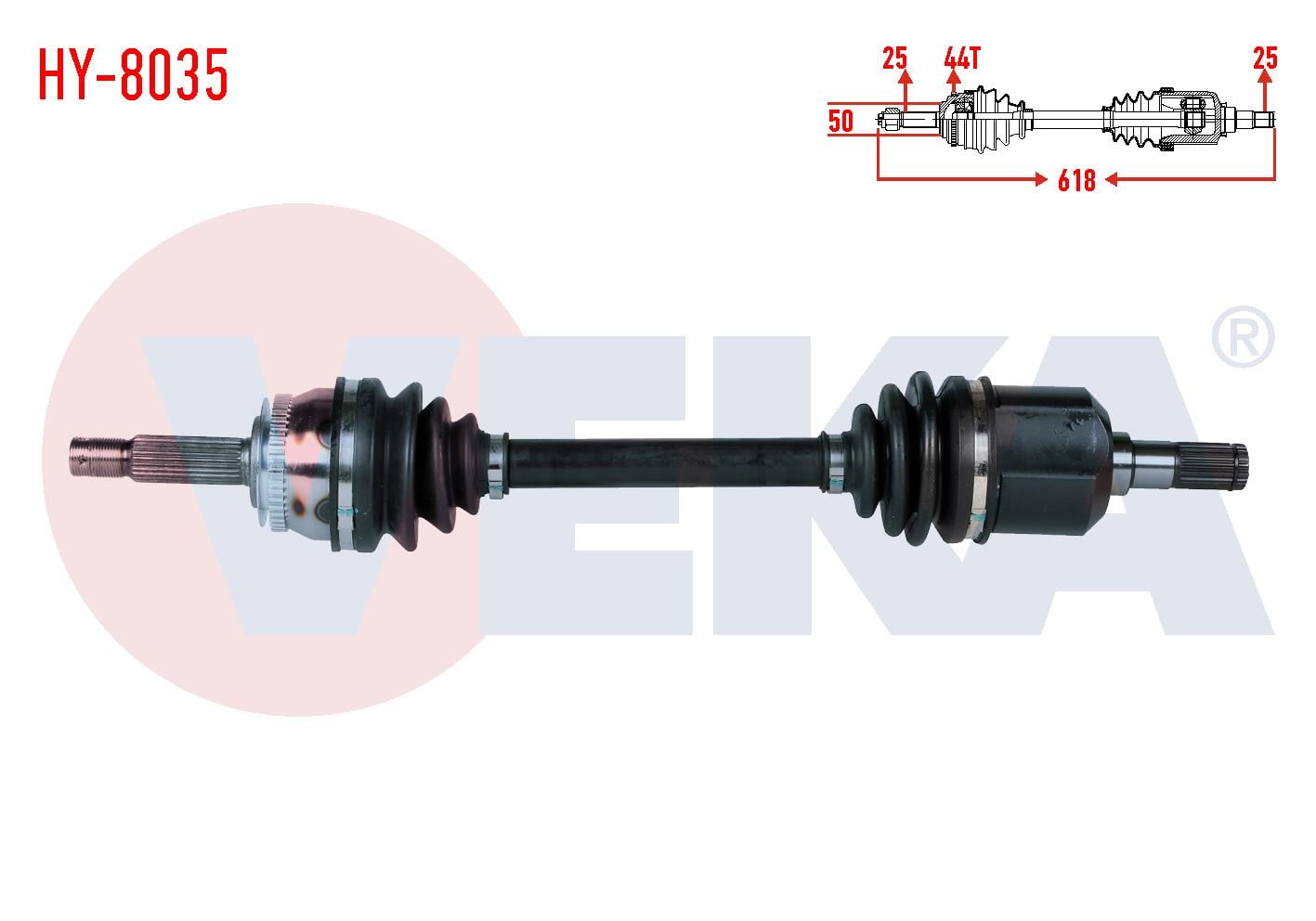 KOMPLE AKS SOL ON HYUNDAI ACCENT ADMIRE 1.5 CRDI 3 PISTONLU ABSLI 44 DIS UZUNLUK 618mm 2003-2006