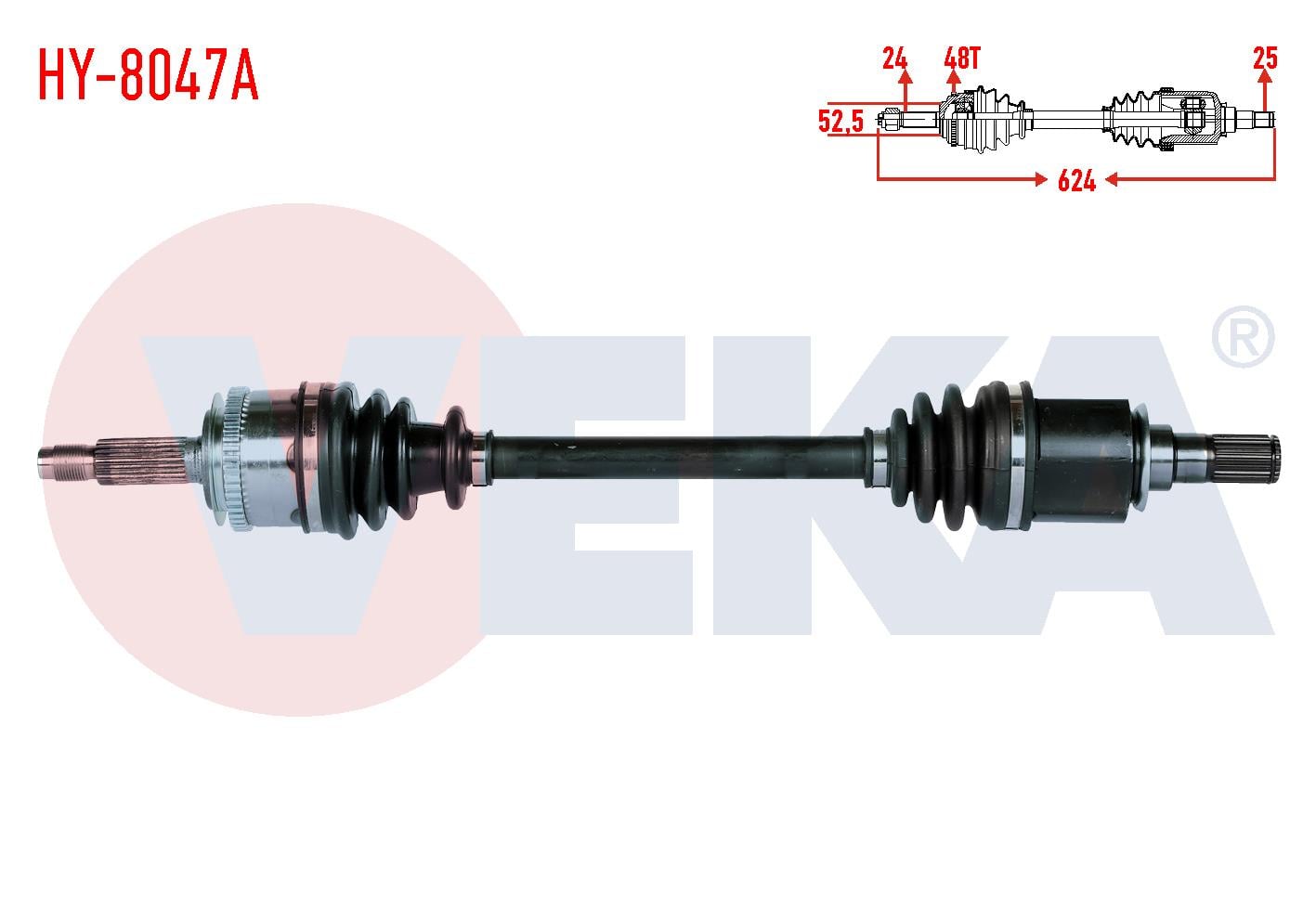 KOMPLE AKS SOL ON HYUNDAI I10 (PA) 1.1i 12v M-T ABSLI 48 DIS UZUNLUK 624mm 2008-2013