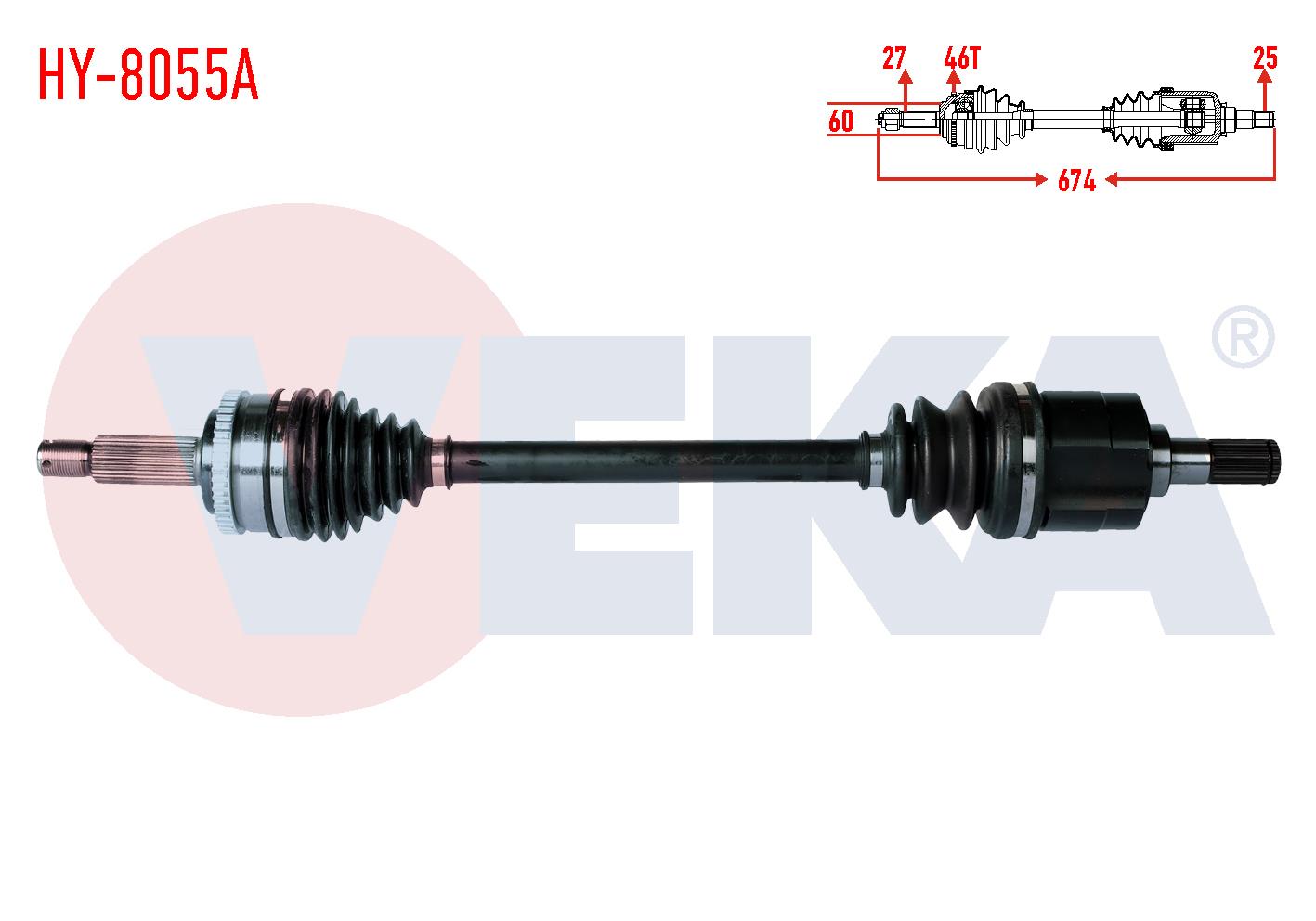KOMPLE AKS SOL ON HYUNDAI I30 (FD) 1.4i A-T/M-T ABSLI 46 DIS UZUNLUK 674mm 2007-2011