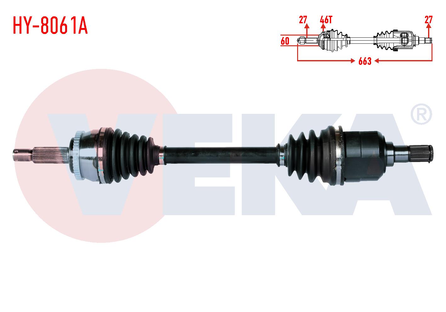 KOMPLE AKS SOL ON HYUNDAI I30 (FD) 1.6 CRDI M-T ABSLI 46 DIS UZUNLUK 663mm 2007-2011