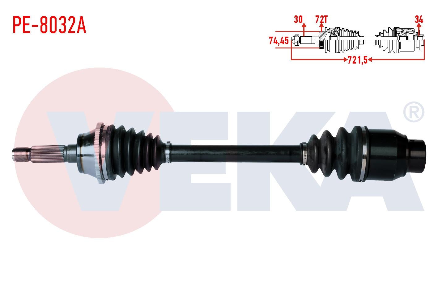 KOMPLE AKS SOL ON KARSAN J10 2.3 D ABSLI 72 DIS UZUNLUK 721,5mm 2010-