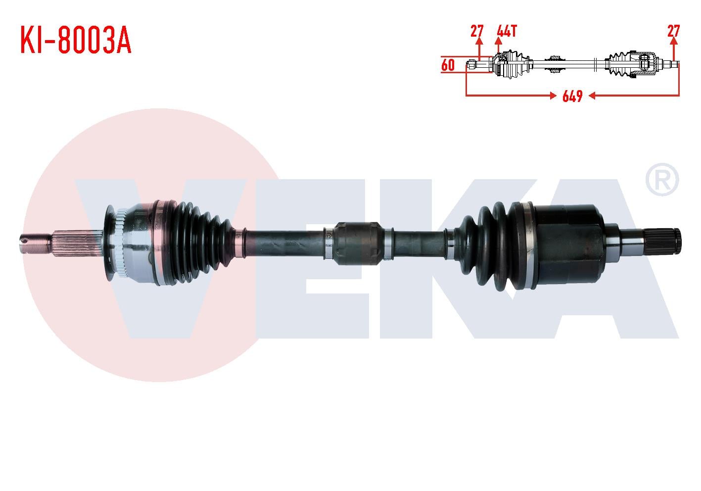 KOMPLE AKS SOL ON KIA CERATO (LD) 1.6 CRDI M-T ABSLI 44 DIS UZUNLUK 649mm 2004-2012
