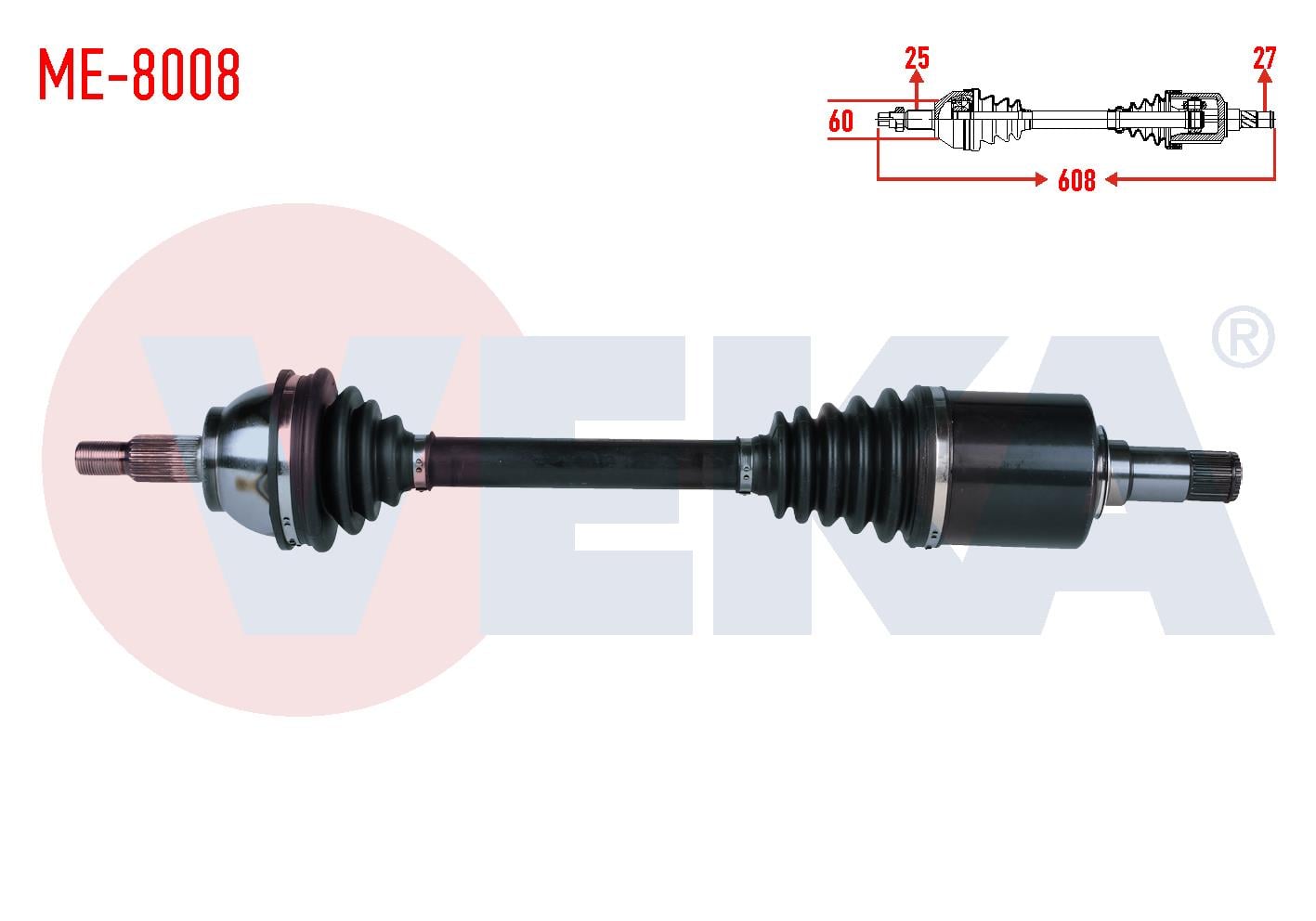 KOMPLE AKS SOL ON MERCEDES A SERISI (W169) A 150 A-T UZUNLUK 608mm 2004-2012