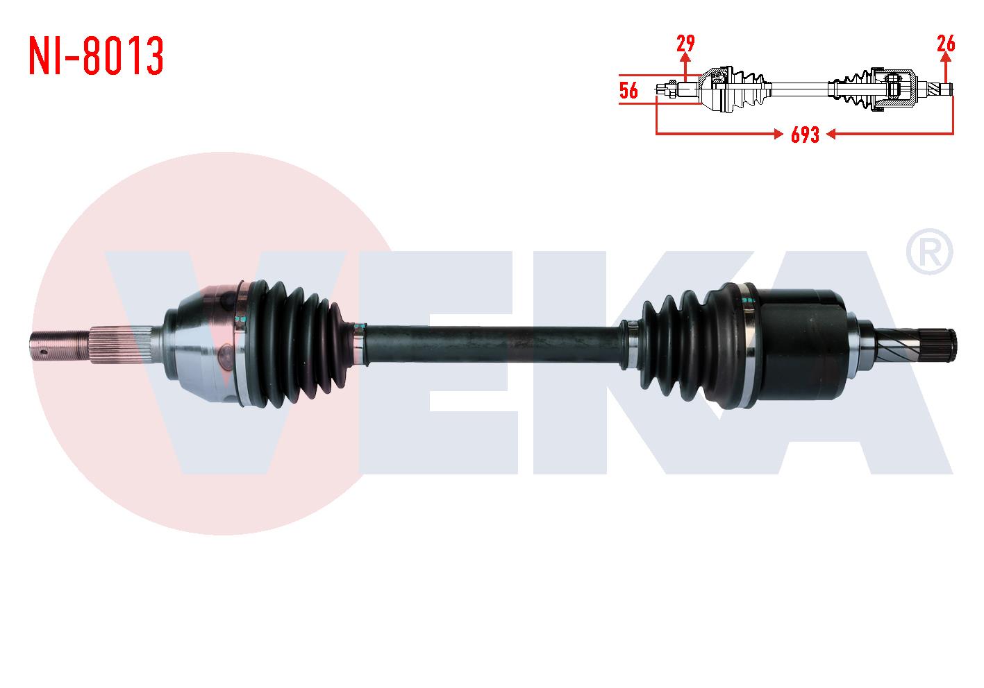 KOMPLE AKS SOL ON NISSAN JUKE (F15) 1.5 DCI UZUNLUK 693mm 2010-