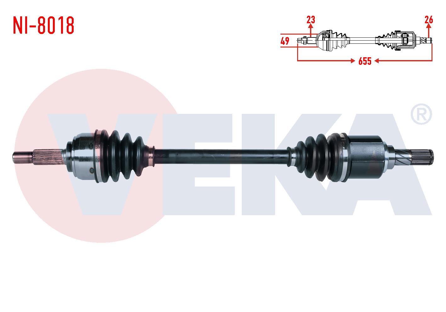 KOMPLE AKS SOL ON NISSAN MICRA (K12) 1.2i 16v M-T UZUNLUK 655mm 2003-2010