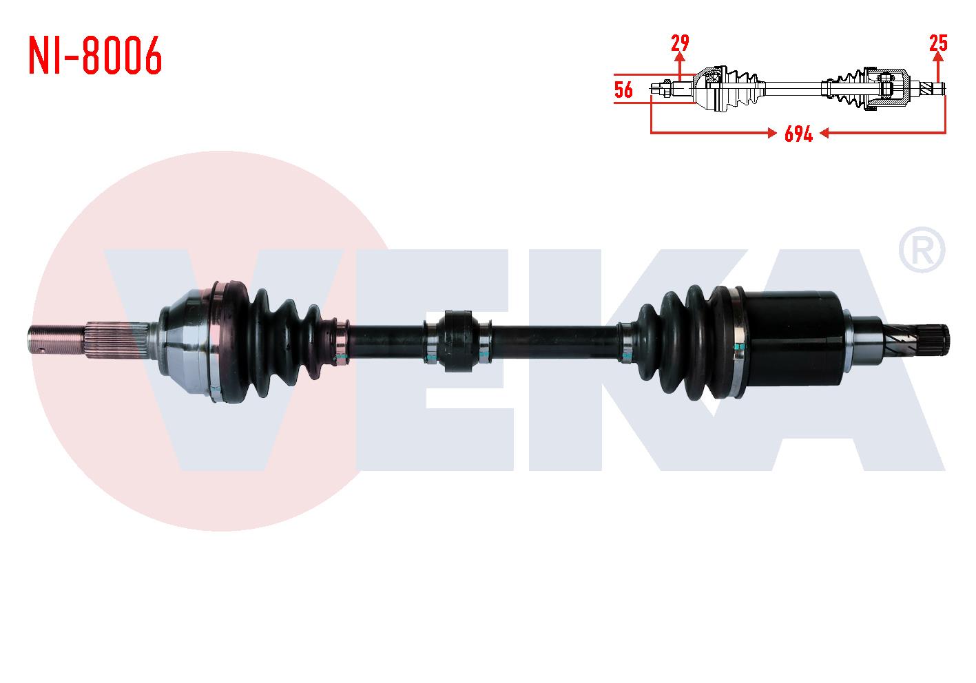 KOMPLE AKS SOL ON NISSAN QASHQAI (J10) 1.6i A-T UZUNLUK 694mm 2007-2014