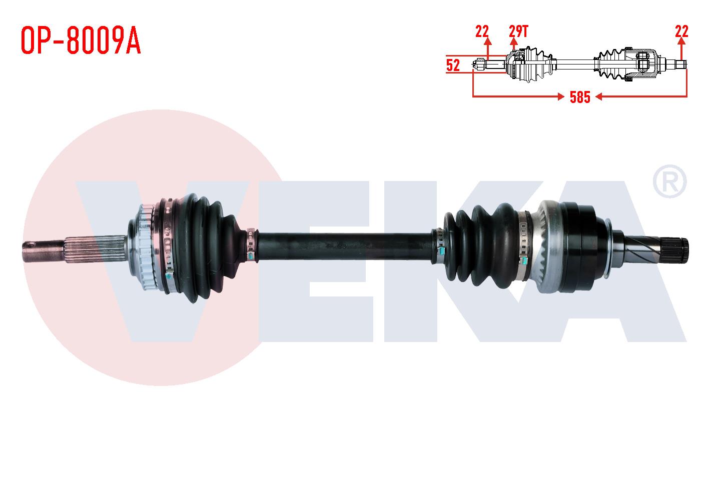 KOMPLE AKS SOL ON OPEL ASTRA F 1.4i ABSLI 29 DIS UZUNLUK 585mm 1991-2005