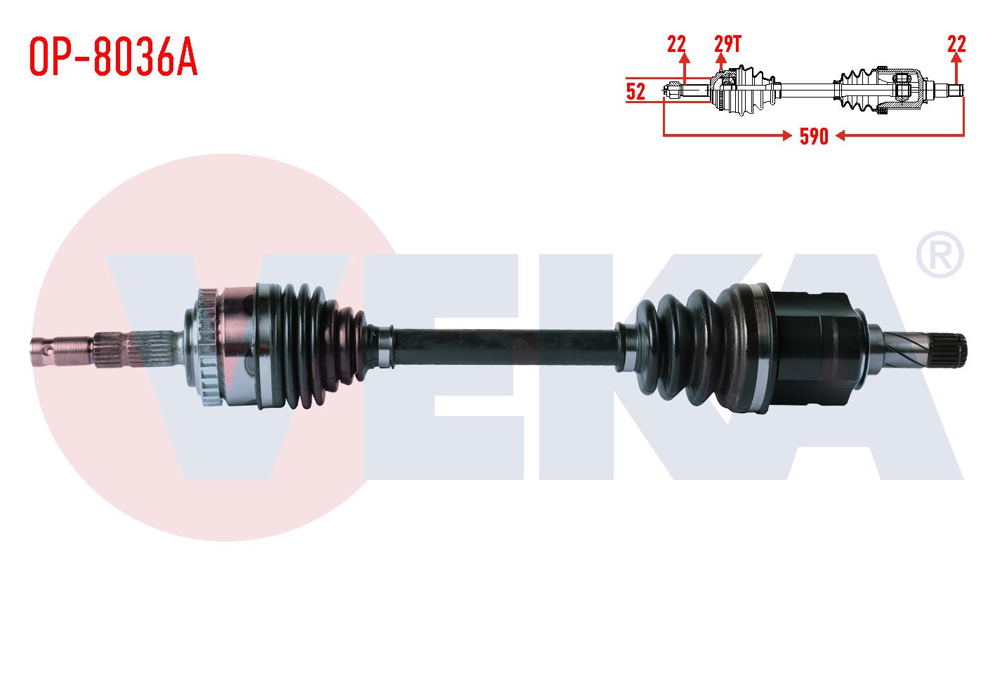 KOMPLE AKS SOL ON OPEL MERIVA A 1.6 ABSLI 29 DIS UZUNLUK 590mm 2003-2010