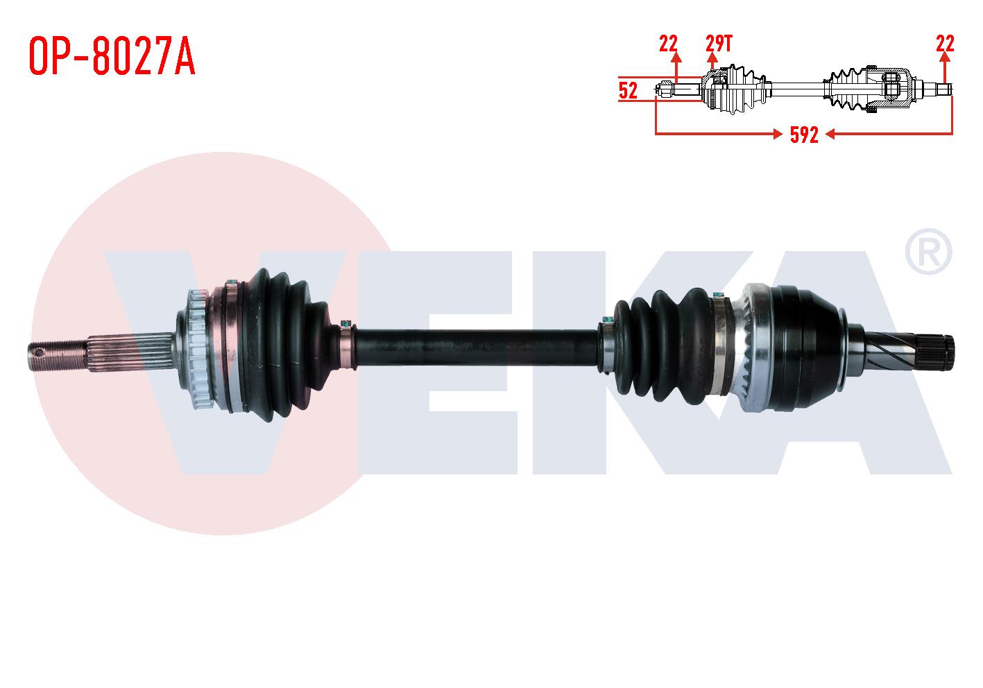 KOMPLE AKS SOL ON OPEL VECTRA B 1.6i ABSLI 29 DIS UZUNLUK 592mm 1995-2003