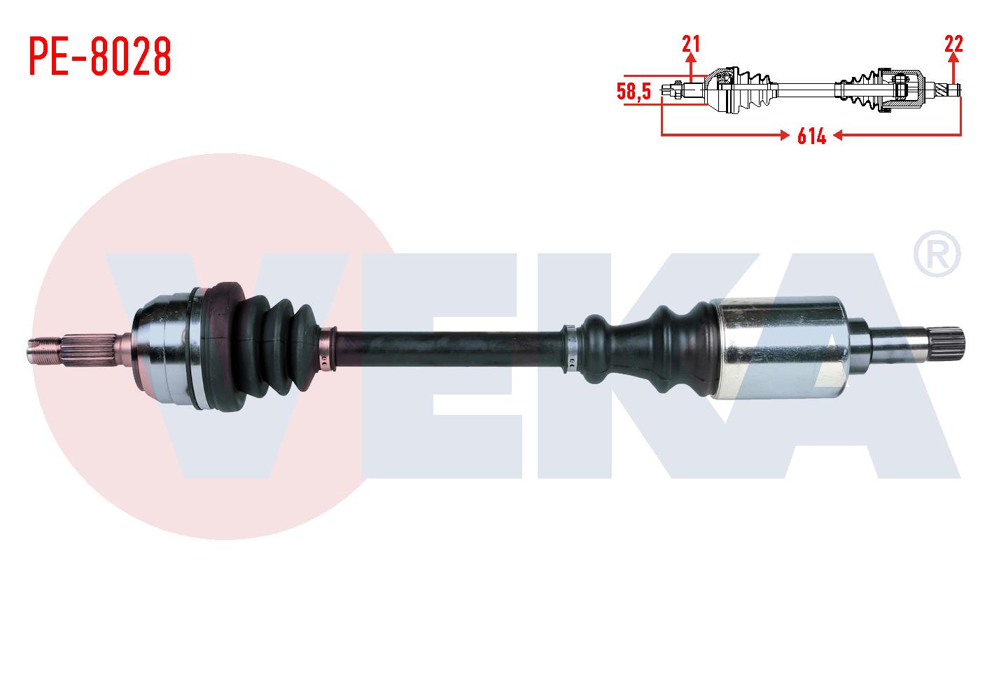 KOMPLE AKS SOL ON PEUGEOT 106 I (1A,1C) 1.4  UZUNLUK 614mm 1991-1996