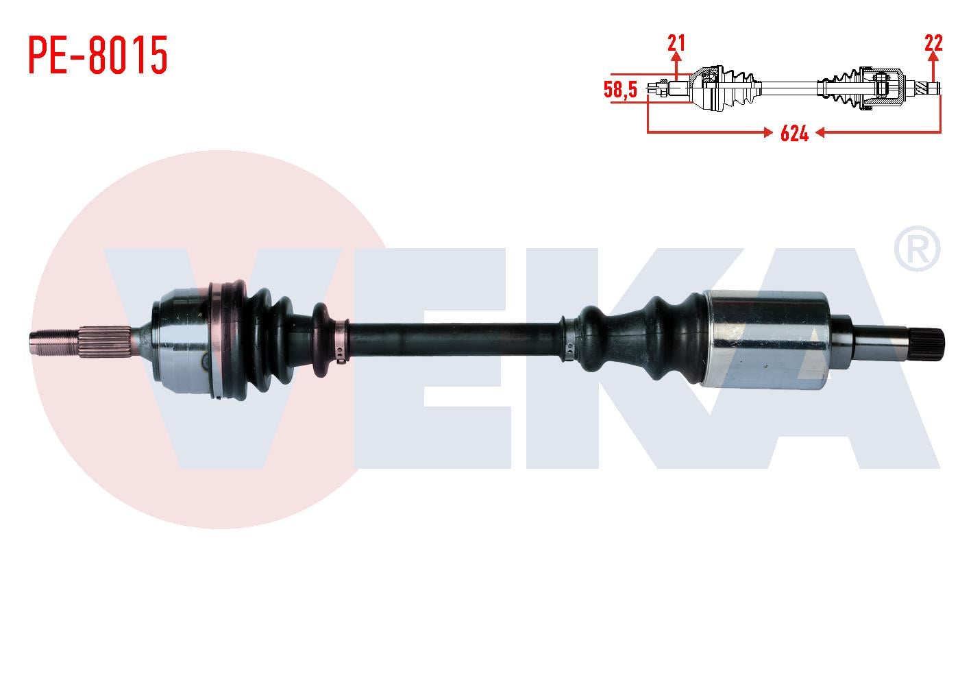 KOMPLE AKS SOL ON PEUGEOT 106 II 1.4i UZUNLUK 624mm 1996-2002