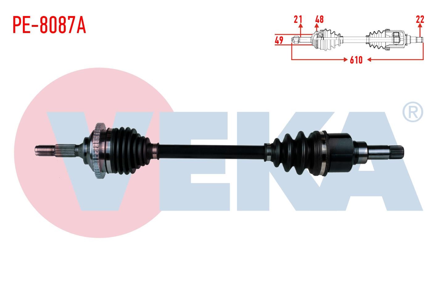 KOMPLE AKS SOL ON PEUGEOT 206+ 1.4 HDI ABSLI 48 DIS UZUNLUK 610 mm 2009-