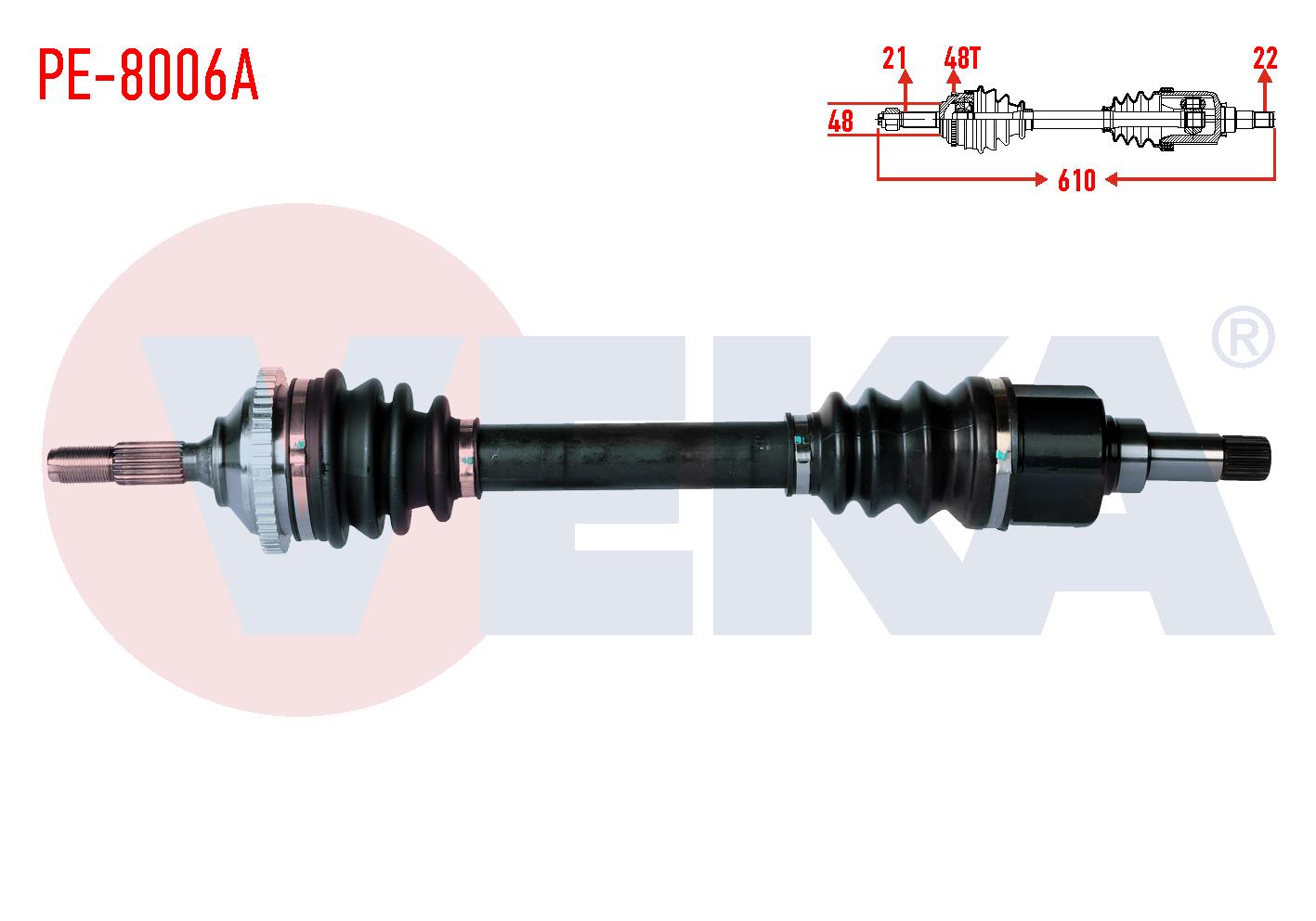 KOMPLE AKS SOL ON PEUGEOT 206 (2A/C) 1.4 HDI ABSLI 48 DIS UZUNLUK 610mm 1998-2006