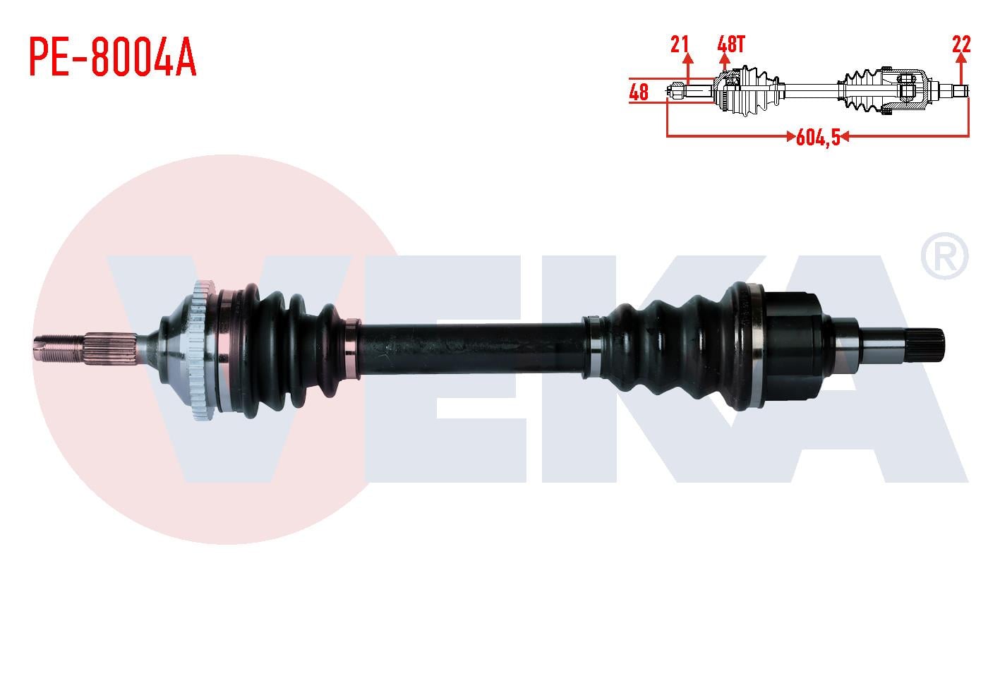 KOMPLE AKS SOL ON PEUGEOT 206 (2A/C) 1.6i 16v 90 HP ABSLI 48 DIS UZUNLUK 604,5mm 1998-2006