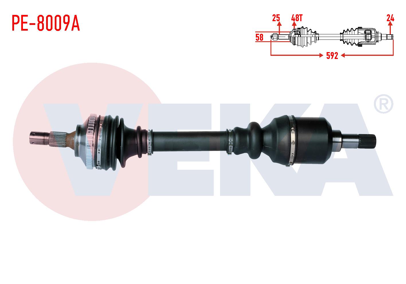 KOMPLE AKS SOL ON PEUGEOT 206 (2A/C) 2.0i GTI ABSLI 48 DIS UZUNLUK 592mm 1998-2006