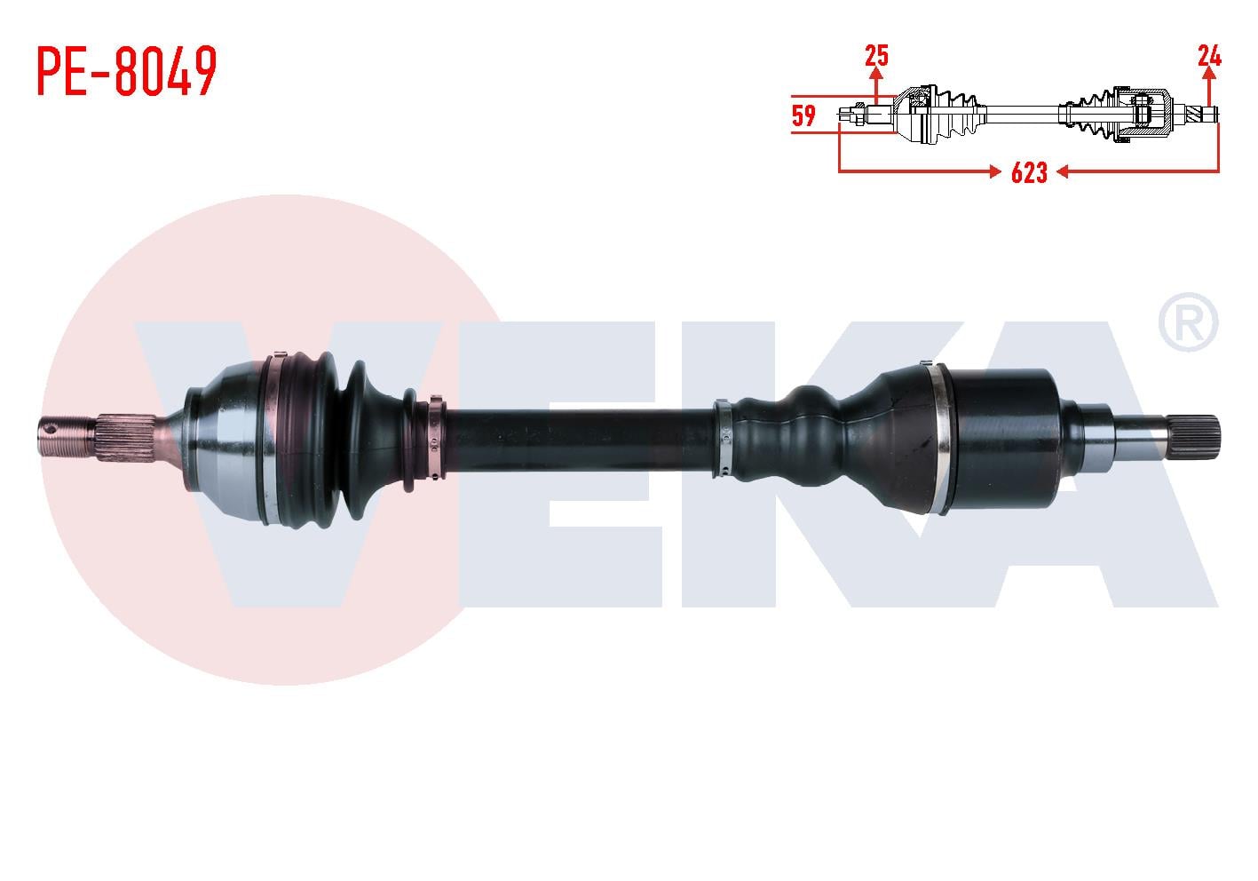 KOMPLE AKS SOL ON PEUGEOT 207 (WA,WC) 1.6 HDI MC SANZUMAN M-T UZUNLUK 623mm 2006-2012