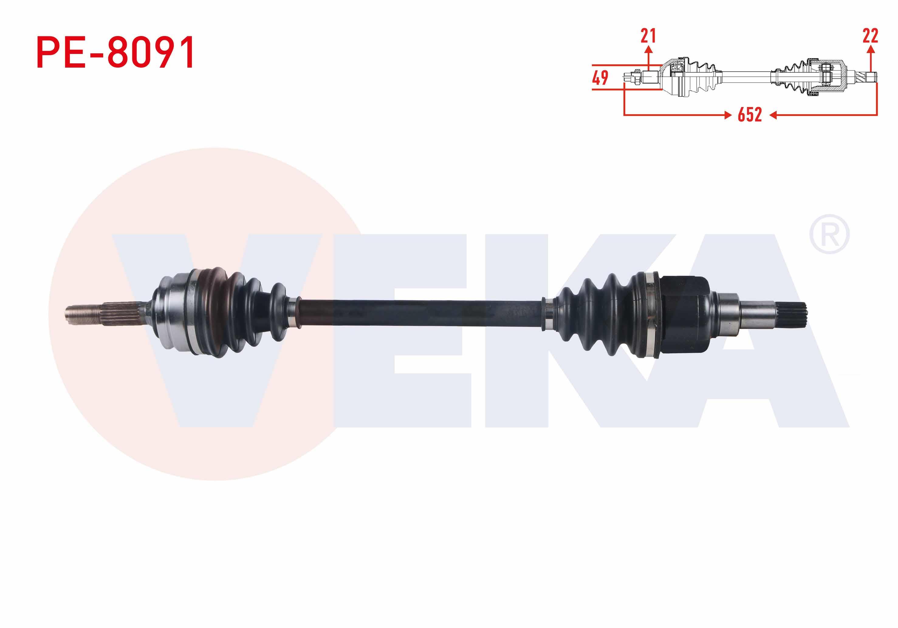 KOMPLE AKS SOL ON PEUGEOT 208 1.2 UZUNLUK 652 mm 2012-