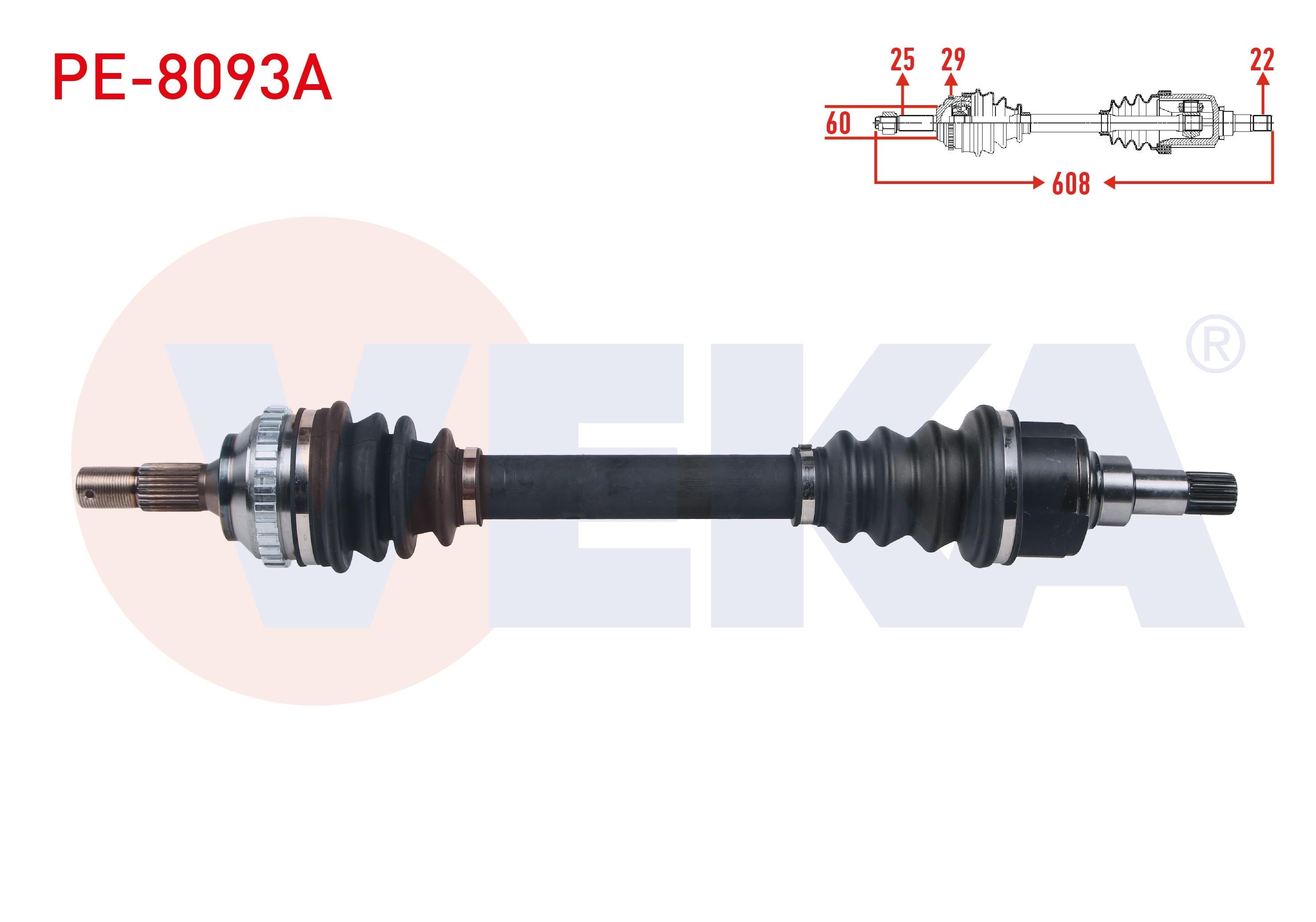 KOMPLE AKS SOL ON PEUGEOT 306 (7B,N3,N5) 1.6i M-T ABSLI 29 DIS UZUNLUK 608 mm 1993-2002