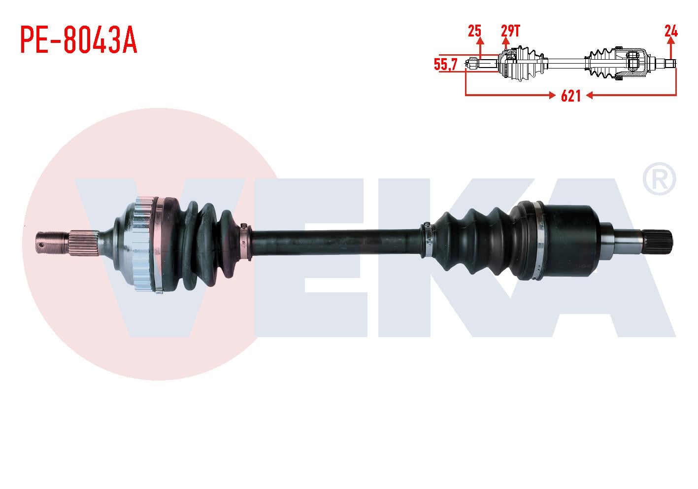 KOMPLE AKS SOL ON PEUGEOT 406 (8B) 2.0i ABSLI 29 DIS UZUNLUK 621mm 1995-2004