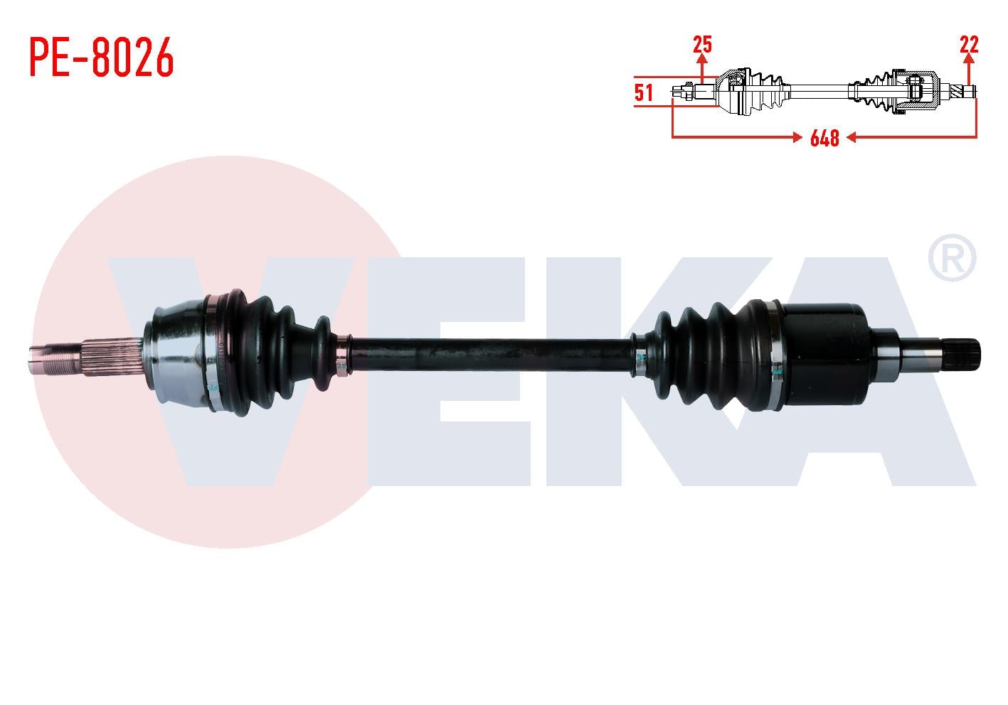 KOMPLE AKS SOL ON PEUGEOT BIPPER (AA) 1.4 HDI UZUNLUK 648mm 2008-