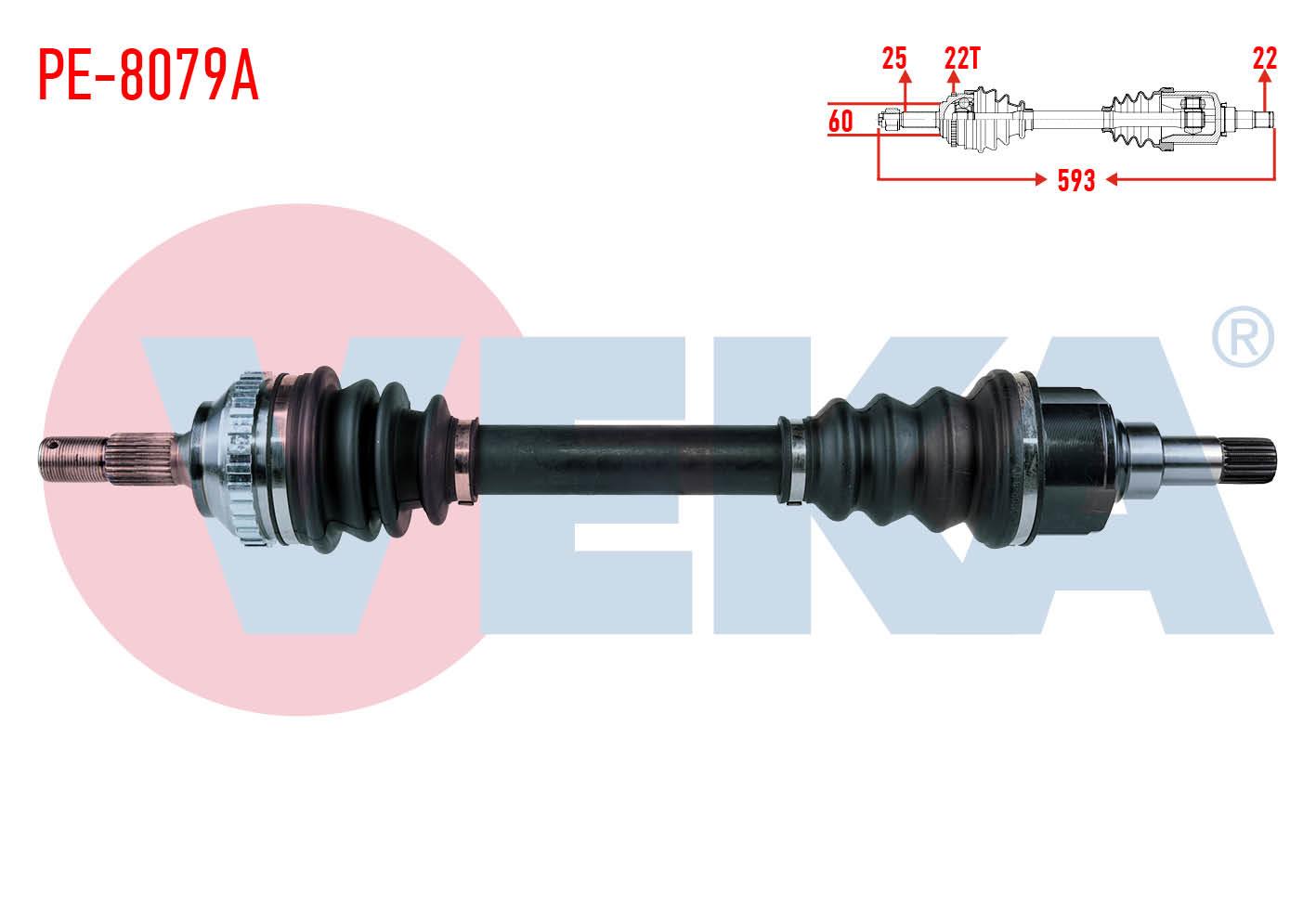 KOMPLE AKS SOL ON PEUGEOT PARTNER (5,5F) 1.4i ABSLI 29 DIS UZUNLUK 593mm 1996-2008