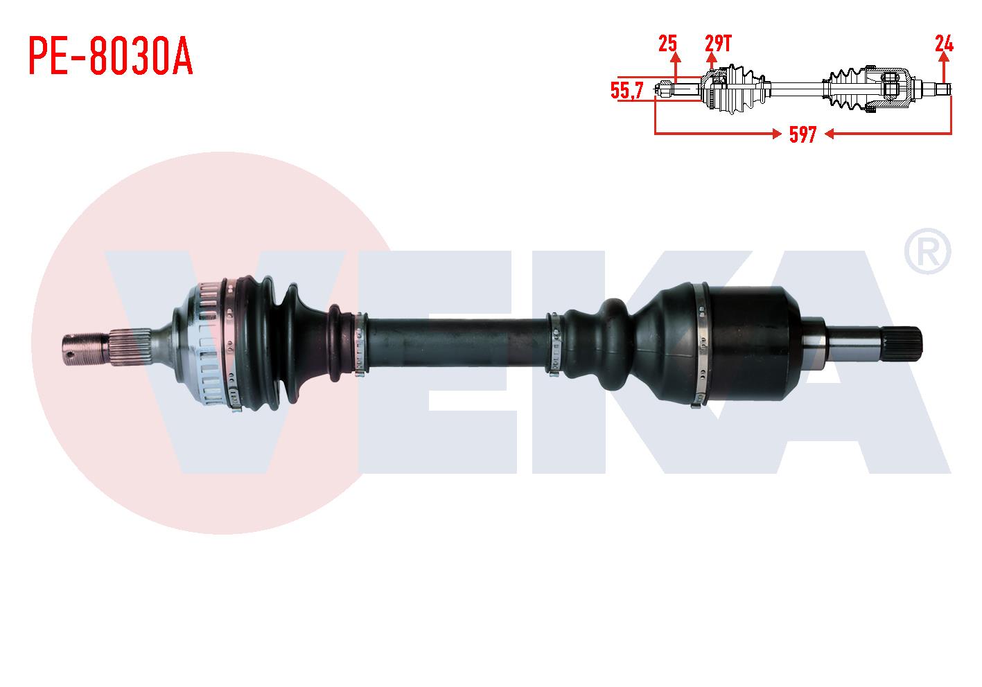 KOMPLE AKS SOL ON PEUGEOT PARTNER (5,5F) 2.0 HDI ABSLI 29 DIS UZUNLUK 597 mm 1996-2008