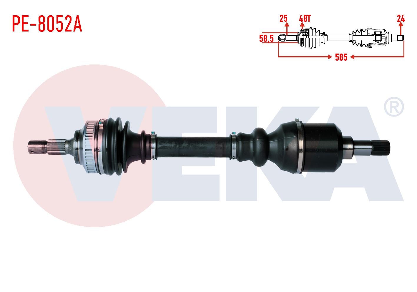 KOMPLE AKS SOL ON PEUGEOT PARTNER (ORTA KASA) 1.6 HDI ABSLI 48 DIS UZUNLUK 585mm 2003-2008