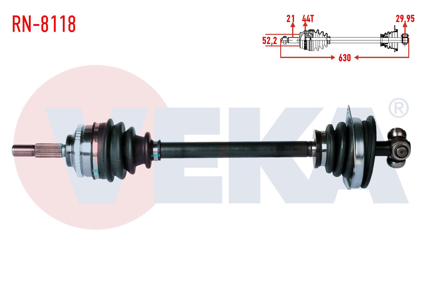 KOMPLE AKS SOL ON RENAULT CLIO II (BB0/1/2,CB0/1/2) 1.5 DCI ABSLI 44 DIS YAYLI TIP UZUNLUK 630 mm 1998-2005