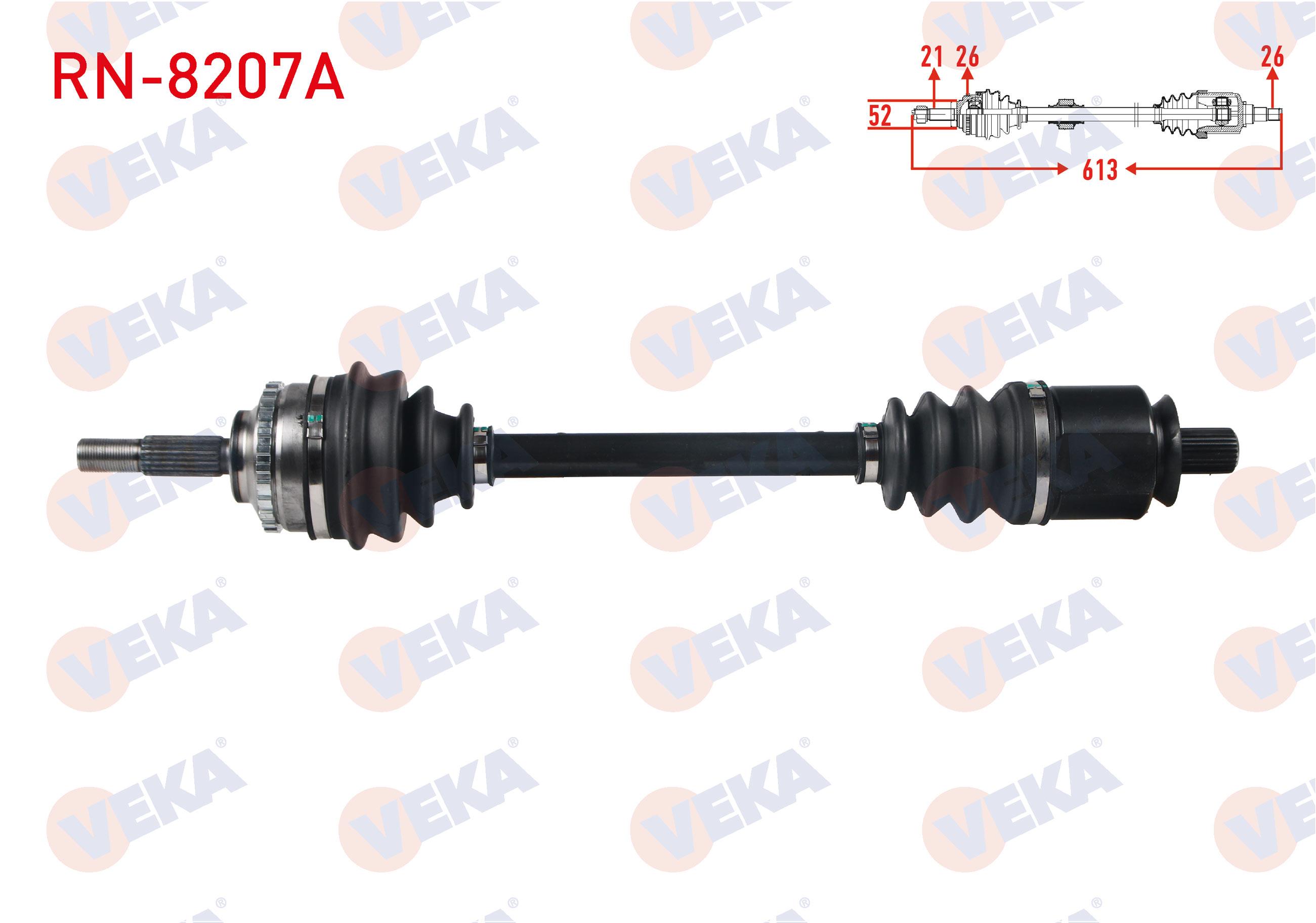 KOMPLE AKS SOL ON RENAULT CLIO II (BB0/1/2,CB0/1/2) 1.4i 16v A-T ABSLI 26 DIS UZUNLUK 613 mm 1998-2005