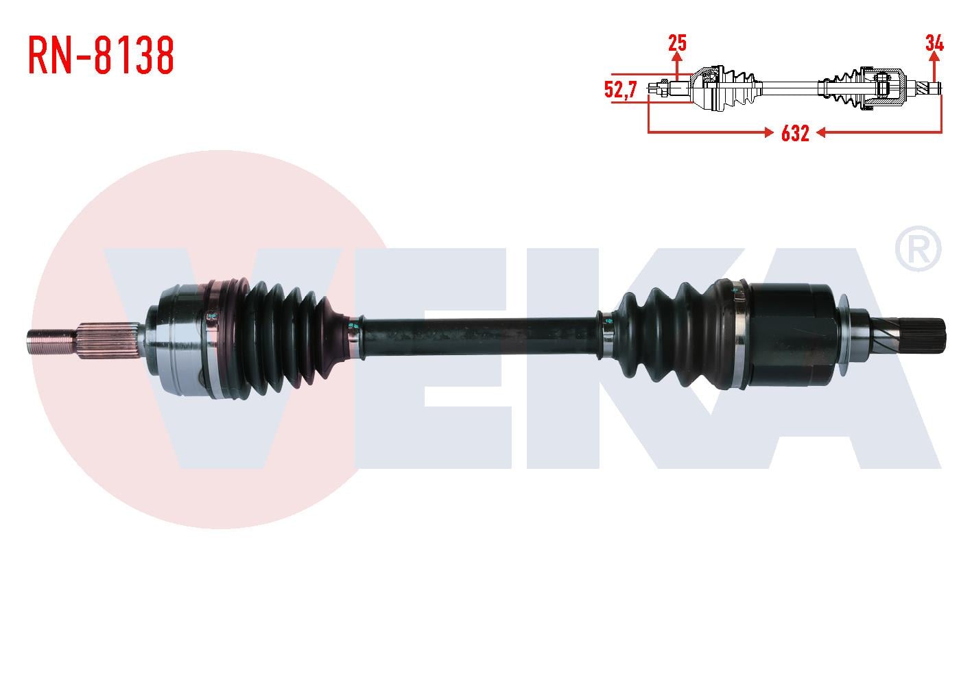 KOMPLE AKS SOL ON RENAULT FLUENCE (L30) 1.5 DCI 6 VITES A-T UZUNLUK 632 mm 2009-