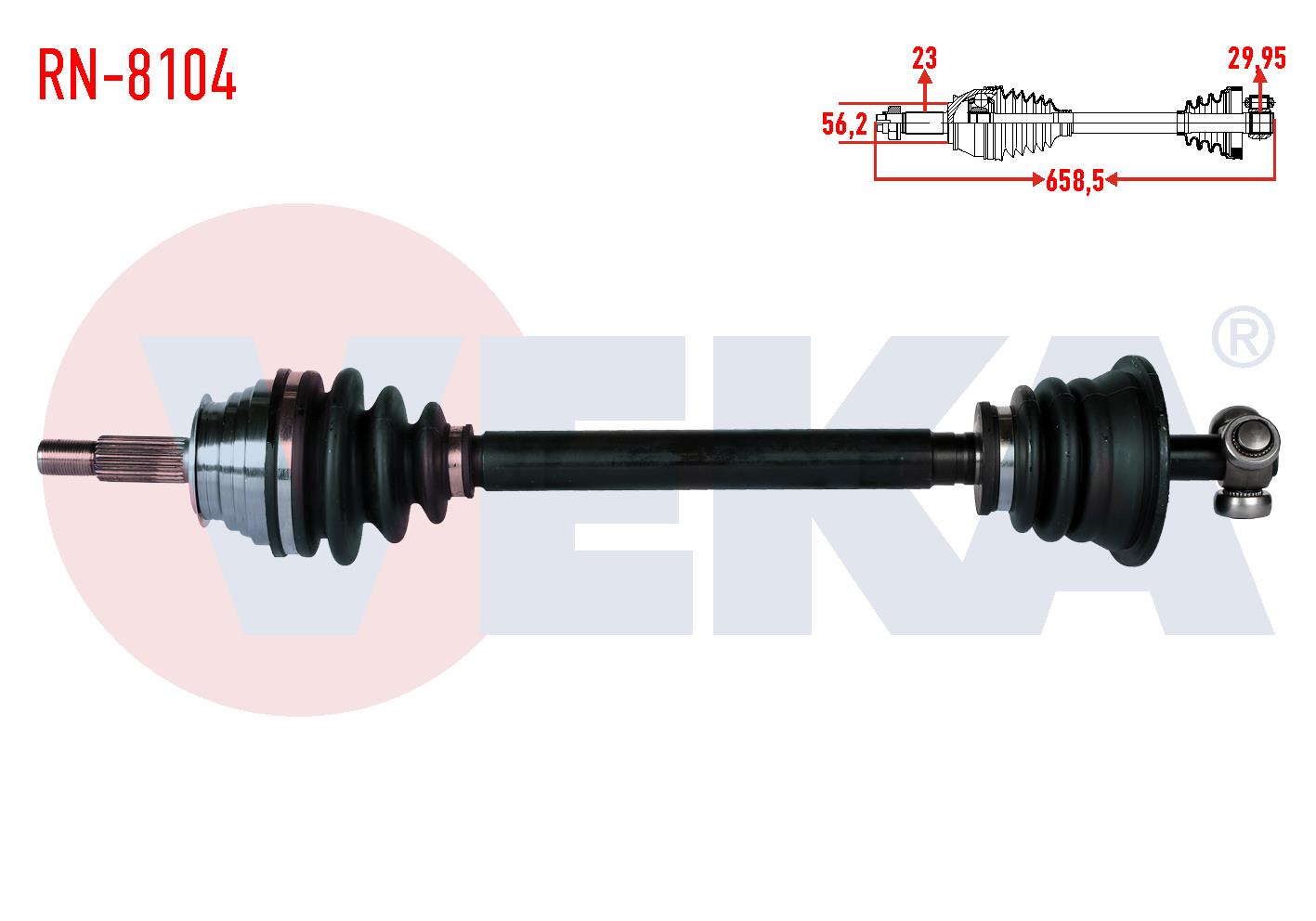 KOMPLE AKS SOL ON RENAULT LAGUNA I (B56-556) 2.0i 16v (N7Q MOTOR) A-T/M-T UZUNLUK 658,5 mm 1993-2001