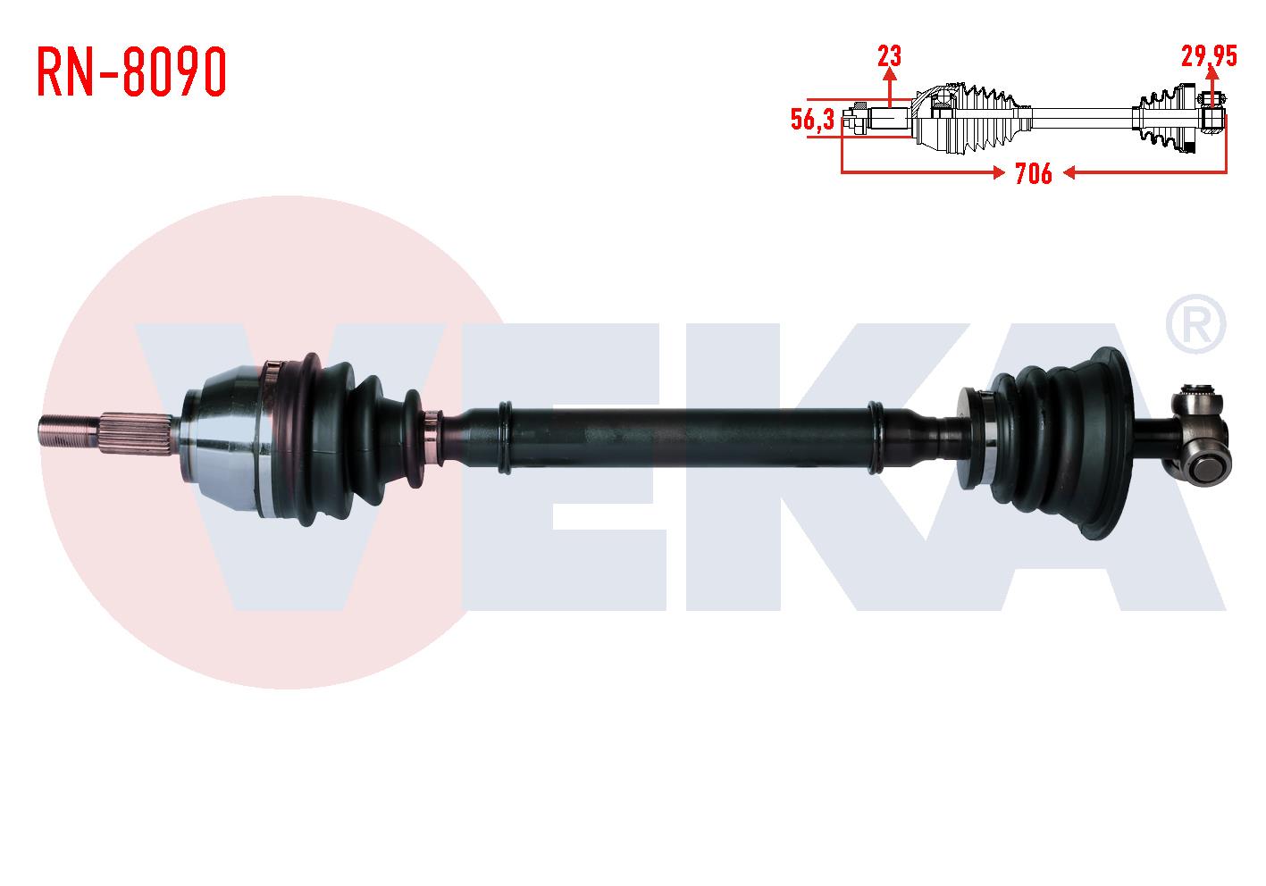 KOMPLE AKS SOL ON RENAULT LAGUNA I (B56,556) 1.6i UZUNLUK 706mm 1993-2001