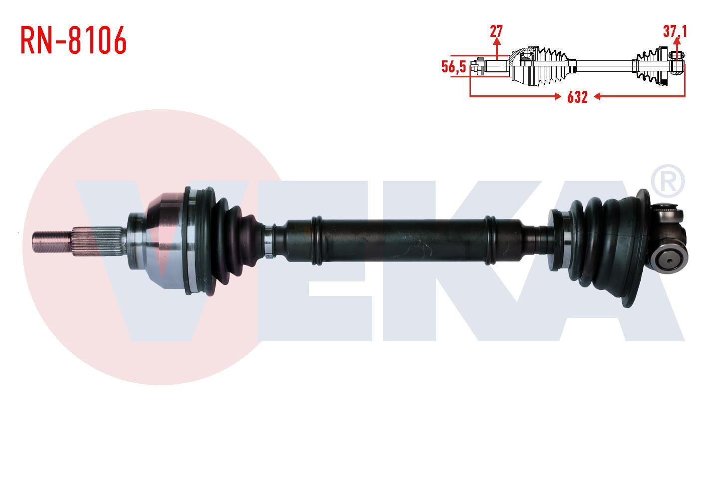 KOMPLE AKS SOL ON RENAULT LAGUNA II (BG0/1) 1.9 DCI 6 VITES M-T UZUNLUK 632 mm 2001-2007
