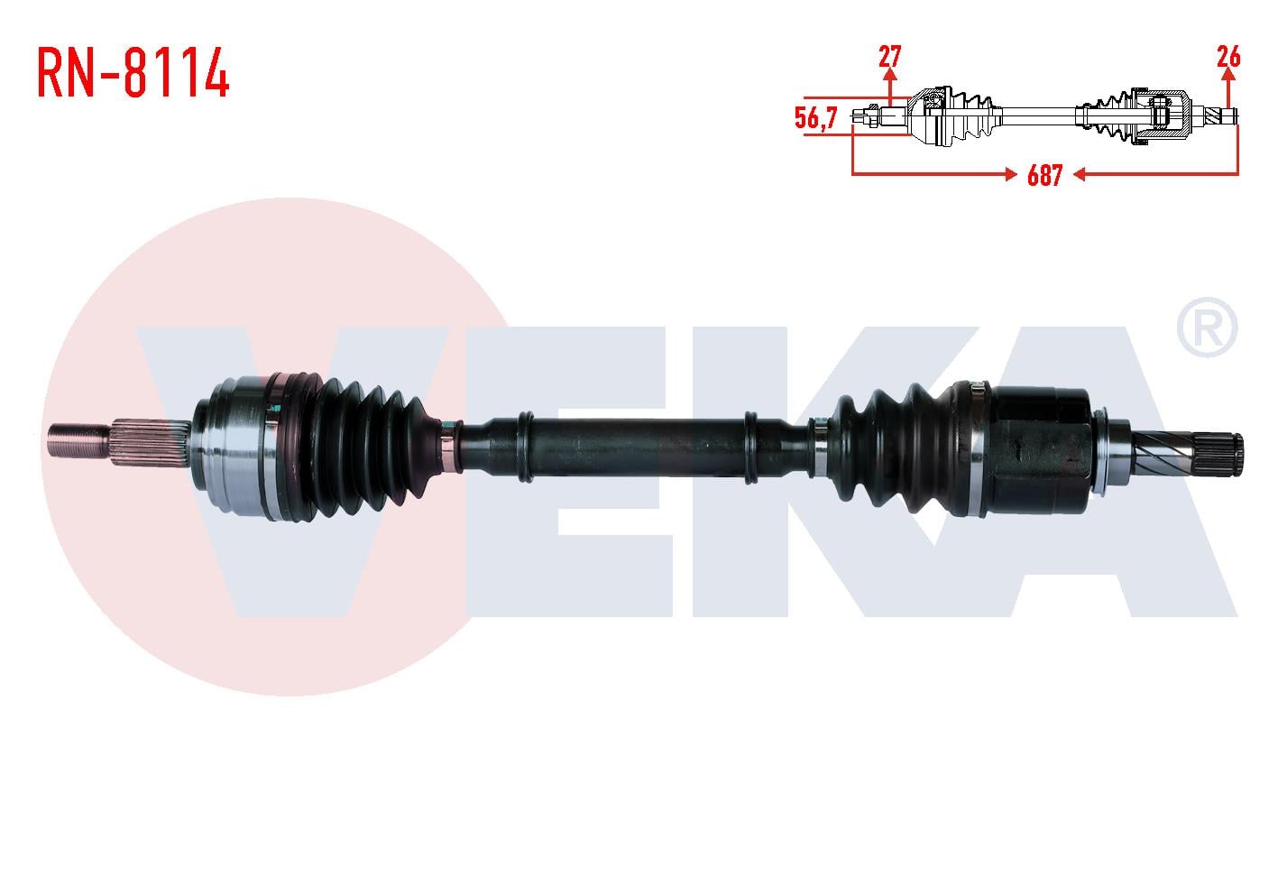 KOMPLE AKS SOL ON RENAULT LAGUNA II (BG0/1) 2.0i 16v A-T UZUNLUK 687 mm 2001-2007