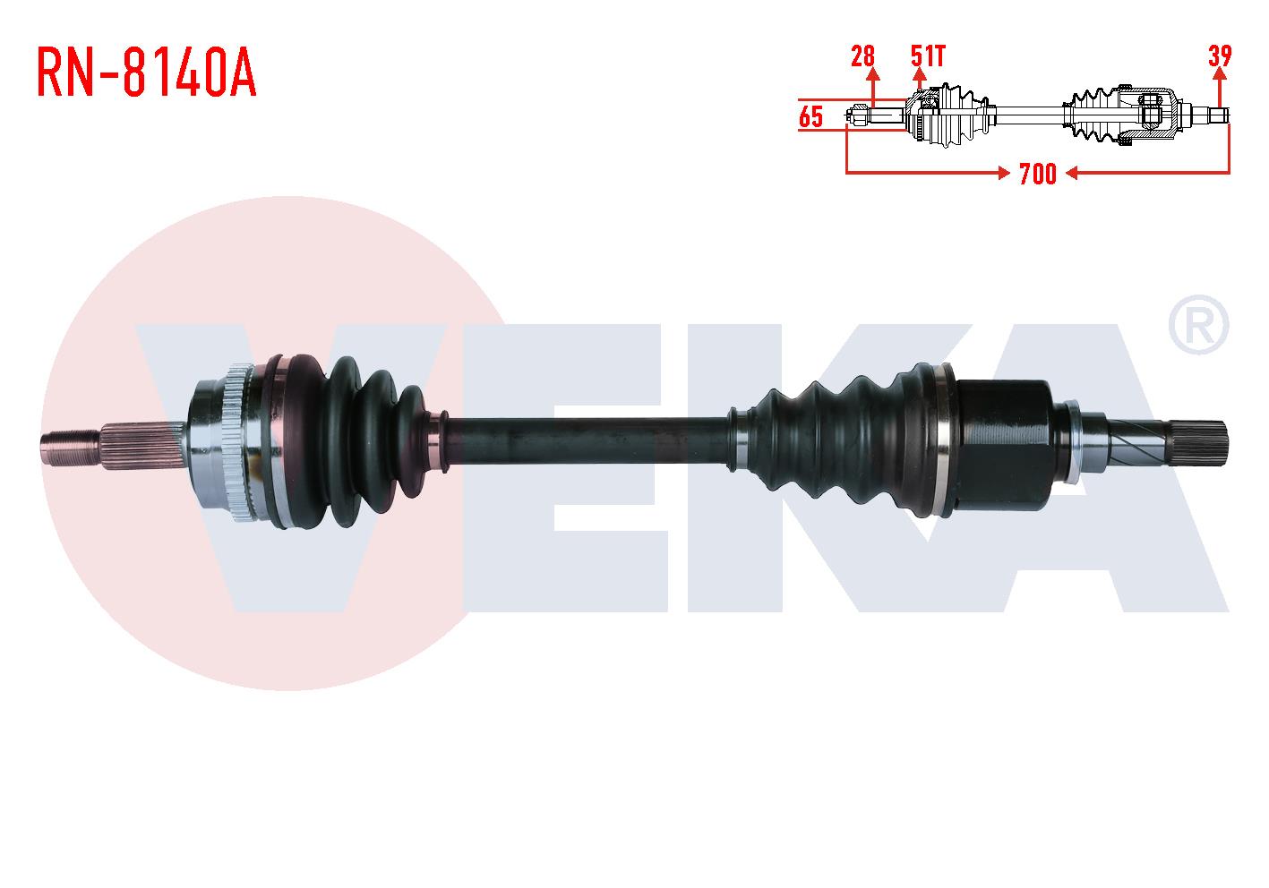 KOMPLE AKS SOL ON RENAULT MASTER II (FD) 2.5 DCI ABSLI 51 DIS 28X39 UZUNLUK 700mm 2006-2010