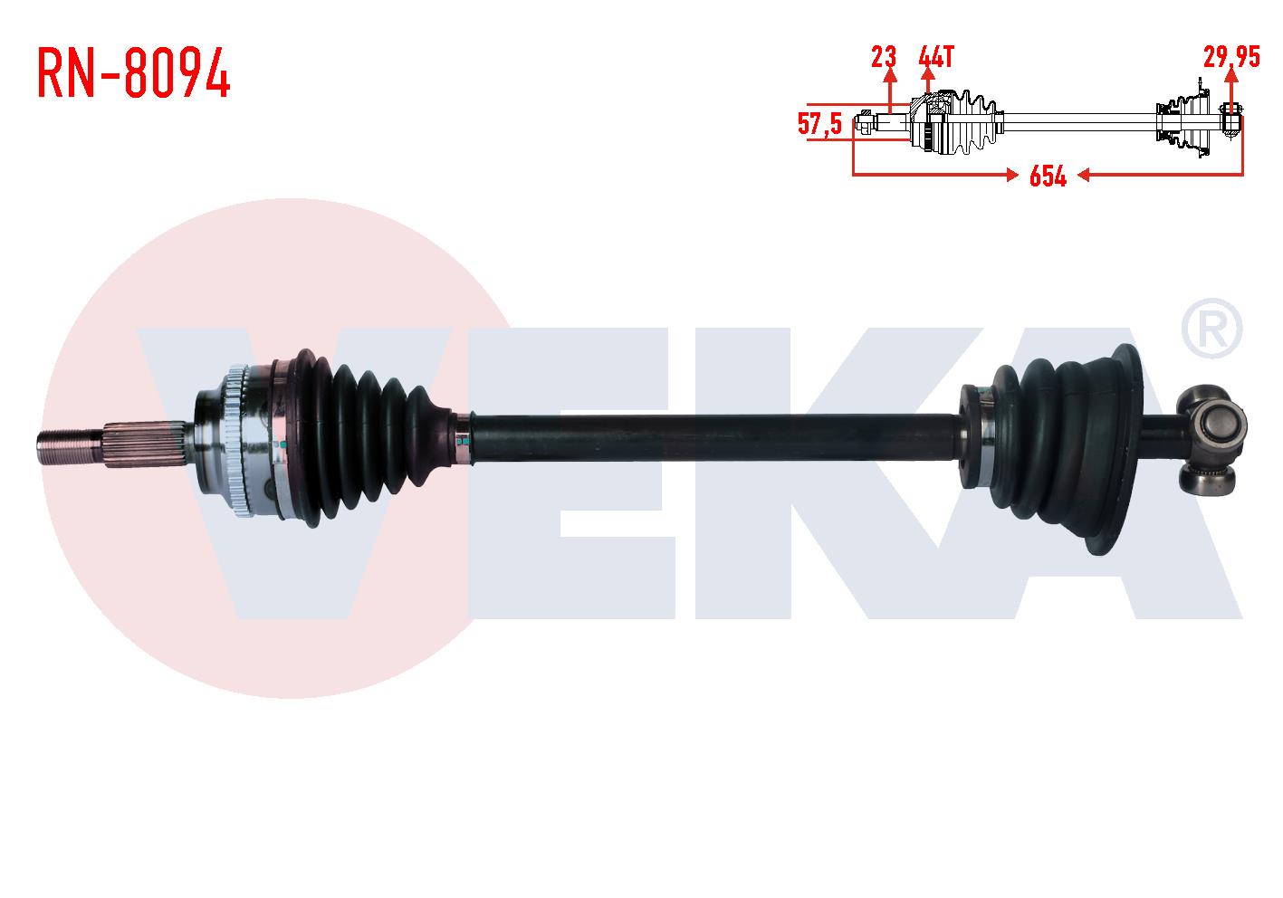 KOMPLE AKS SOL ON RENAULT MEGANE I (BA0/1) 1.9 DT ABSLI 44 DIS UZUNLUK 654mm 1996-2003