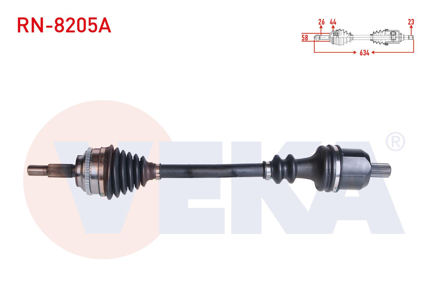 KOMPLE AKS SOL ON RENAULT MEGANE I (BA0/1) 1.6i 16v A-T ABSLI 44 DIS UZUNLUK 634 mm 1996-2003