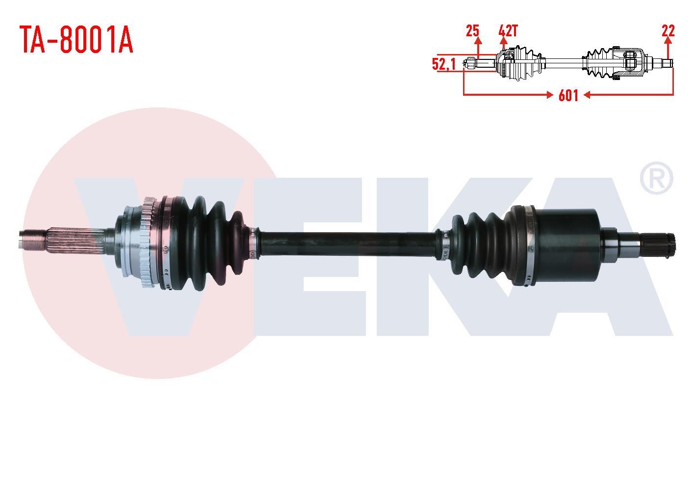 KOMPLE AKS SOL ON TATA INDIGO (4_V2) 1.4 CRDI TURBO ABSLI 42 DIS UZUNLUK 601mm 2003-