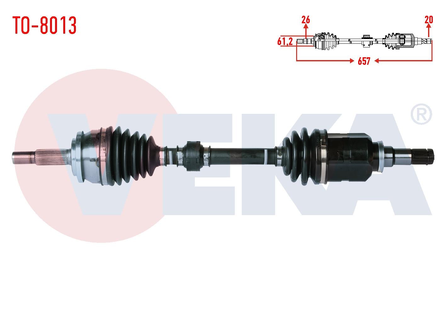 KOMPLE AKS SOL ON TOYOTA AURIS (NZE18,ZRE18) 1.6 VVT-I  M-T UZUNLUK 657 mm 2012-